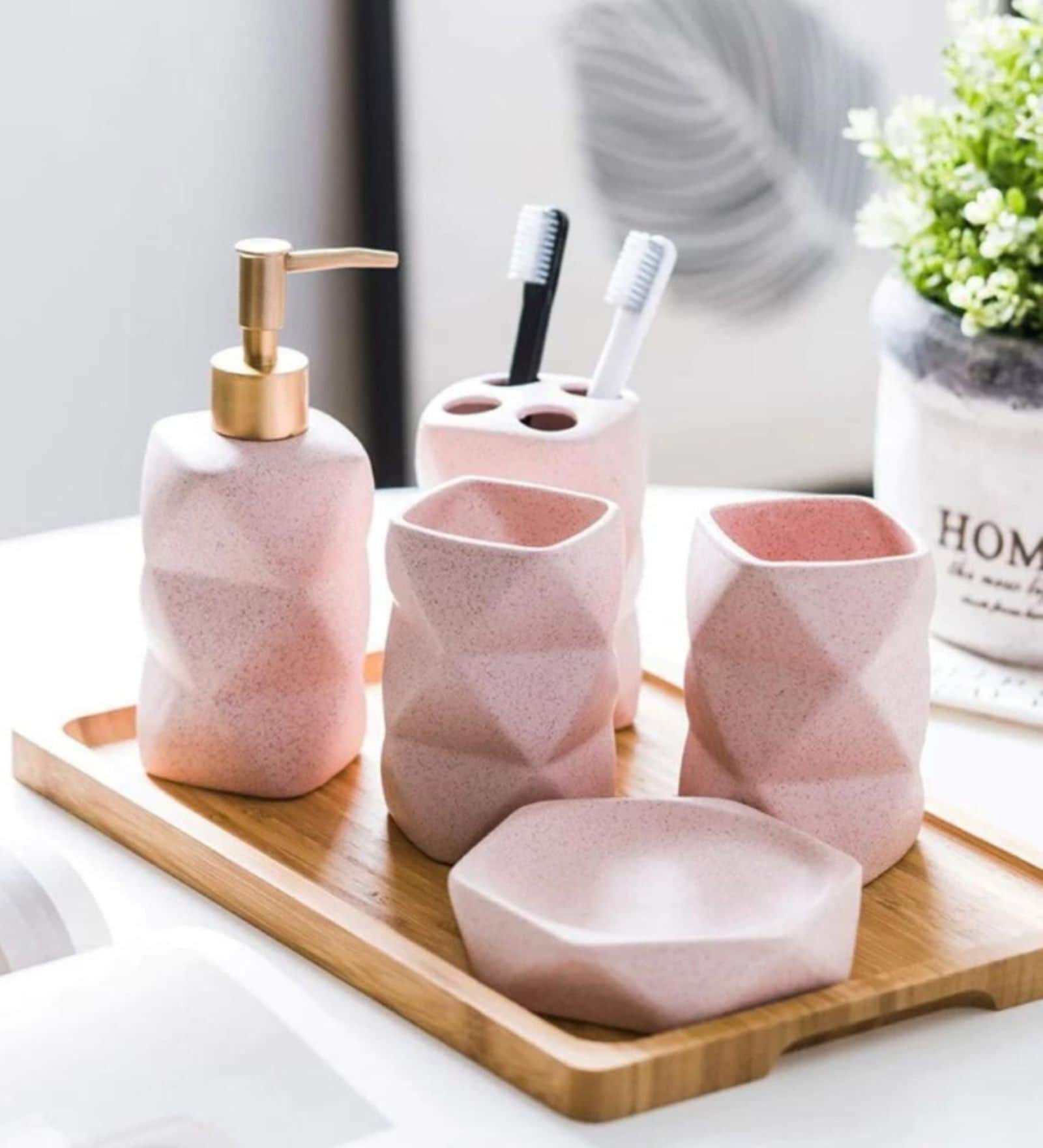 Buy Modern Luxury Ceramic Pink Bath Set (Pack of 4) at 30 OFF by