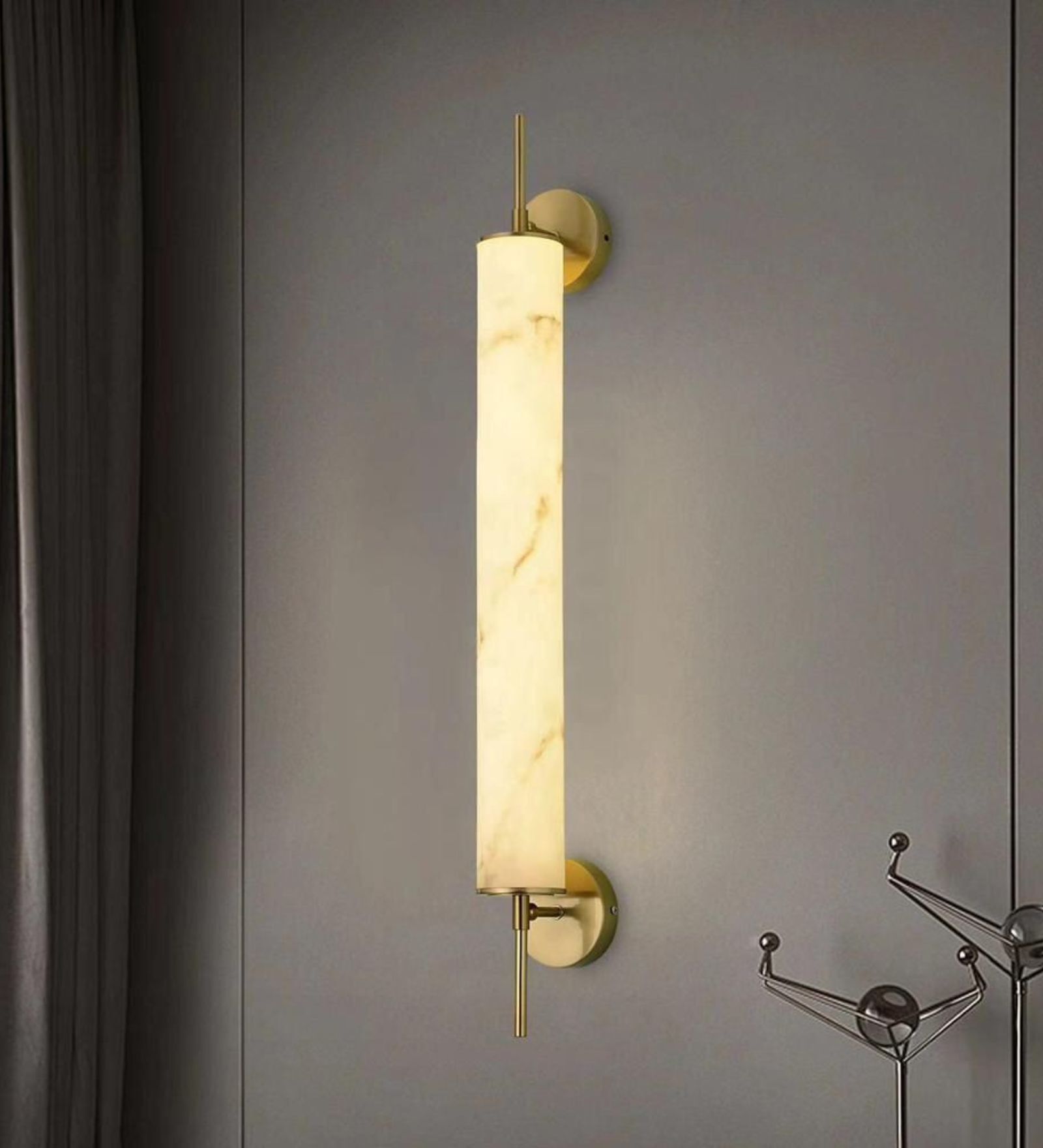 Modern Marble Finish Wall Light with Gold Accents