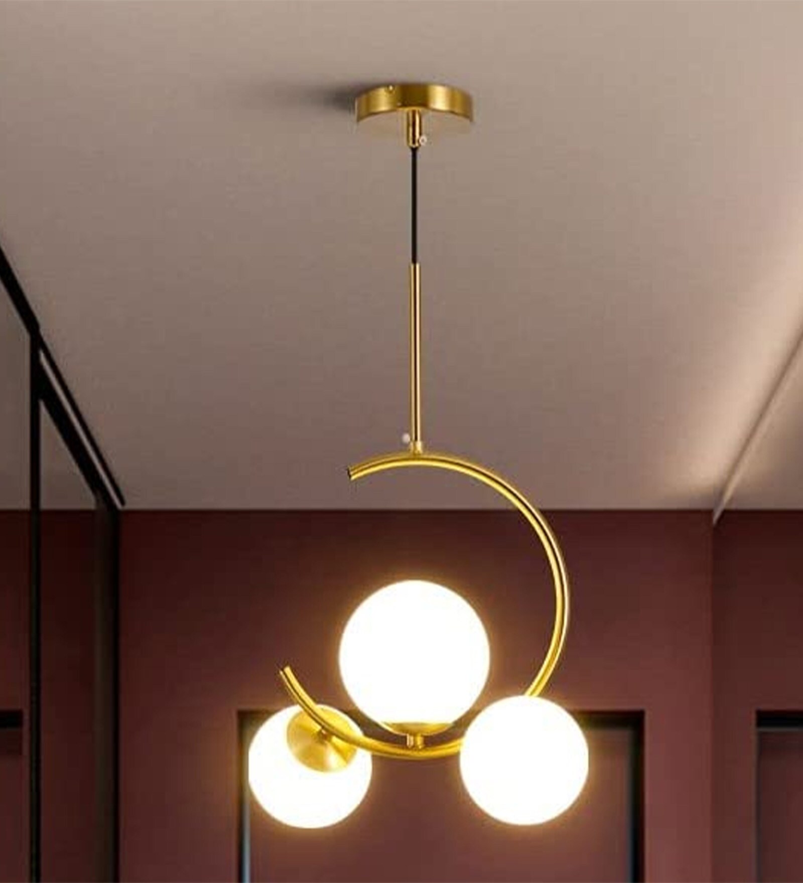 Modern Metal Gold Finish Ceiling Indoor Wall Lamp with Round Globe Glass Shade