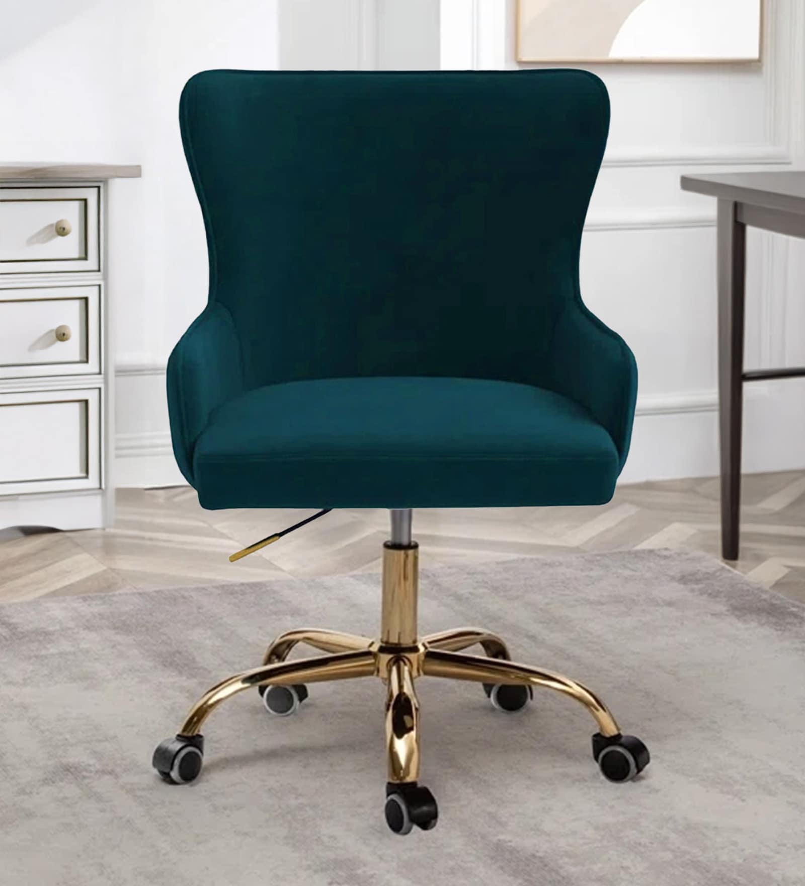 Modern-Motile  Velvet Guest Chairs In Green Colour