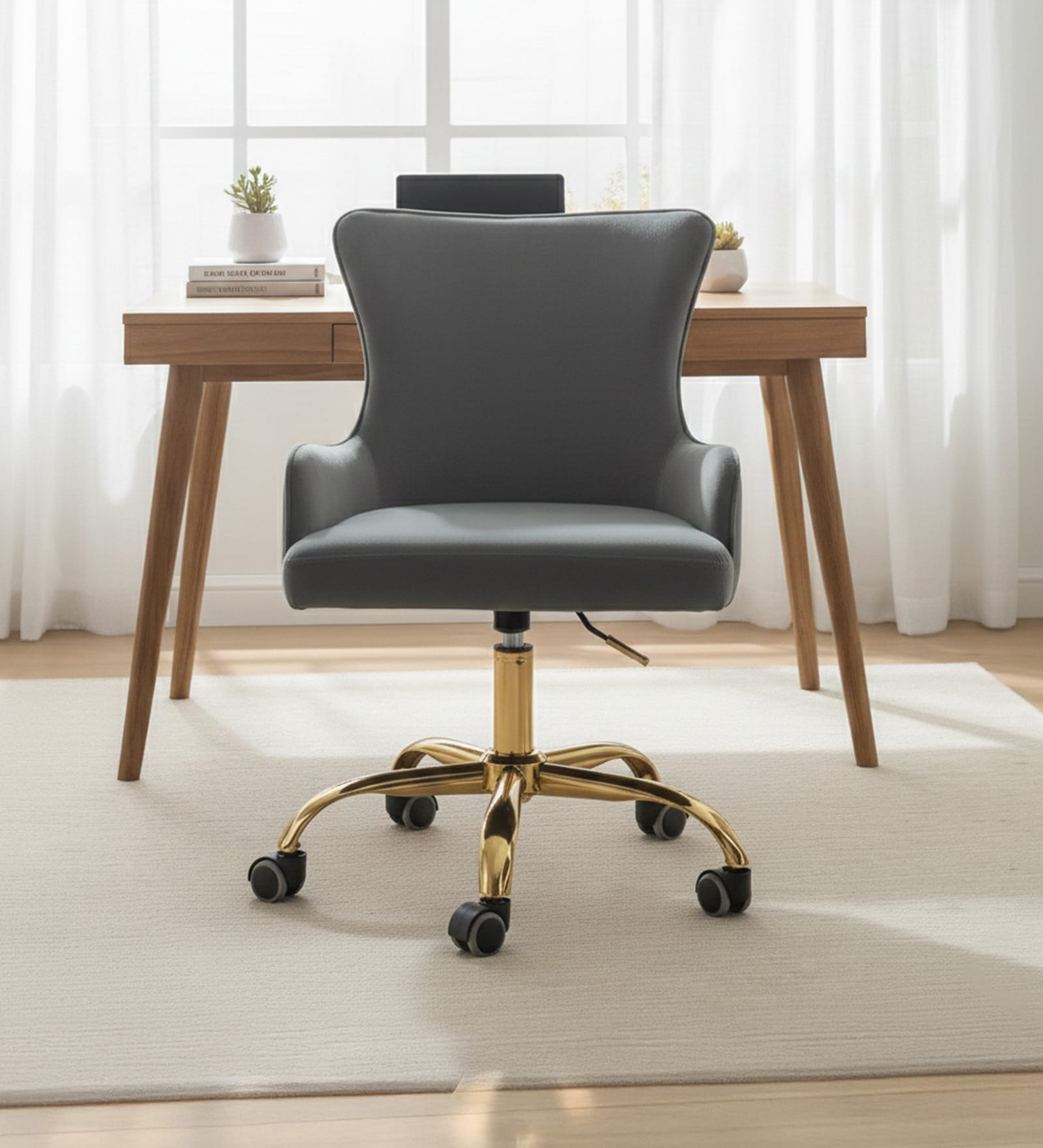 Modern-Motile  Velvet Guest Chairs In Grey Colour