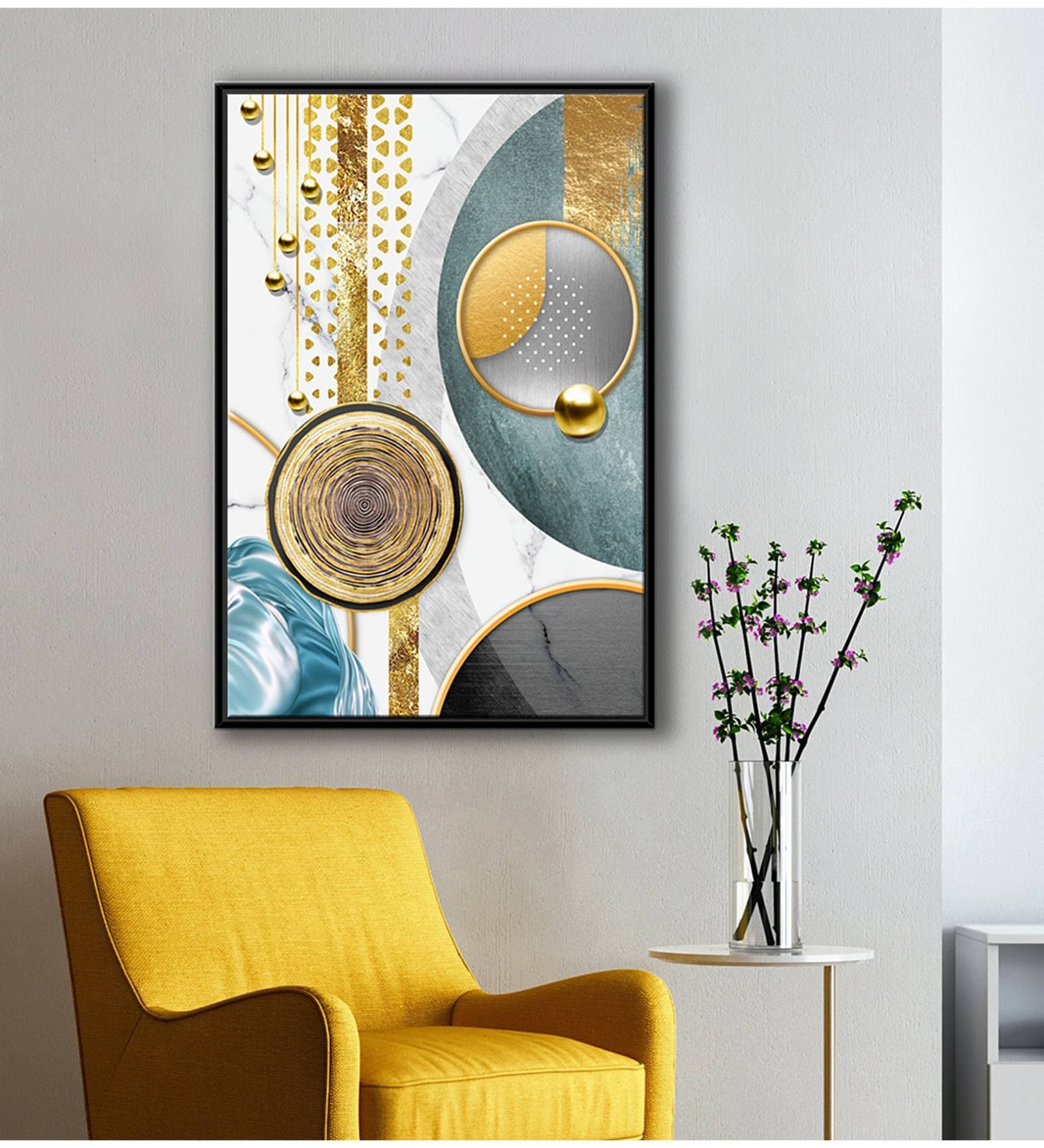 Modern Multi Color With Round Art Canvas Art Print