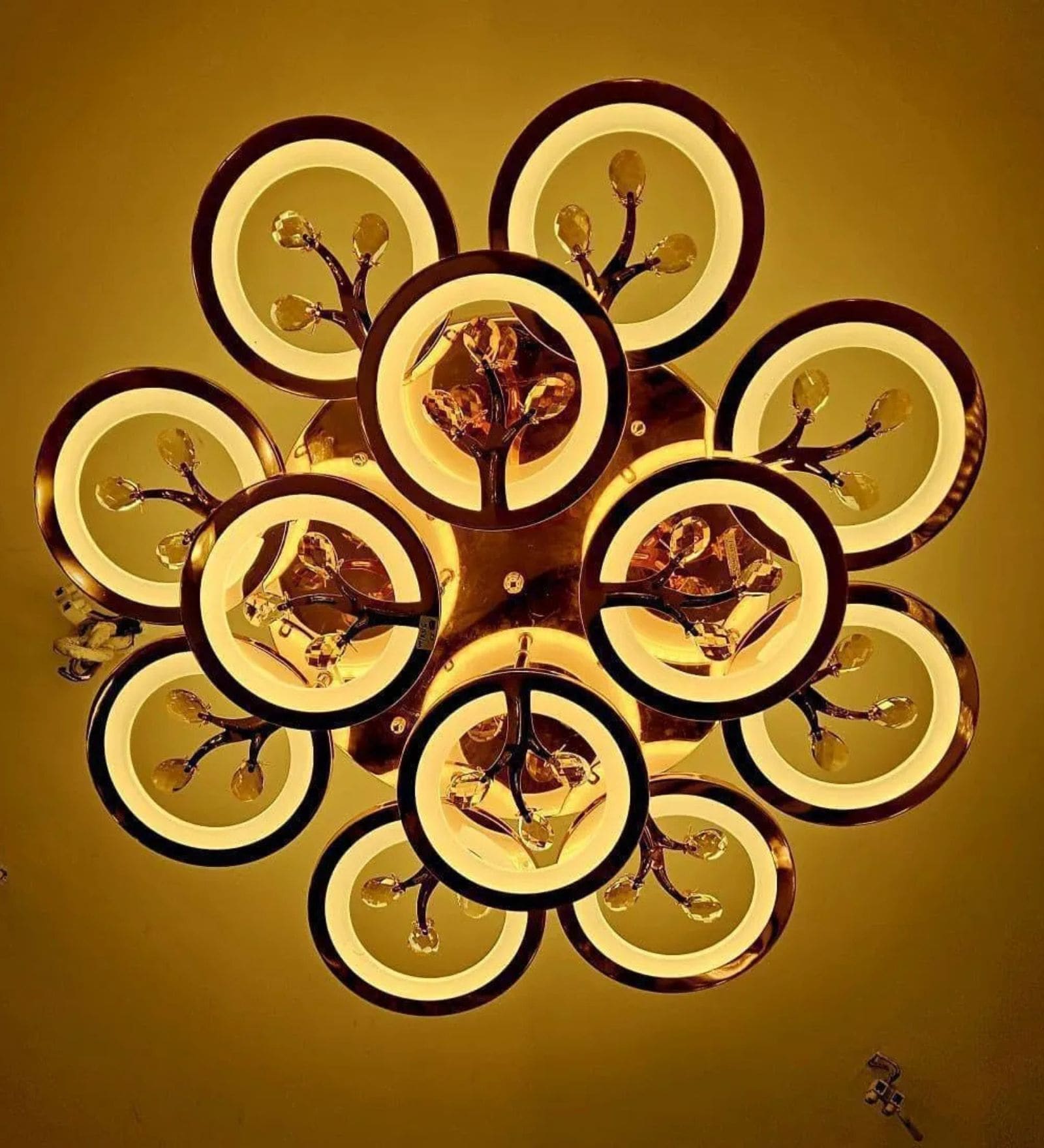 Modern Multi-Ring LED Ceiling Chandelier   Rose Gold