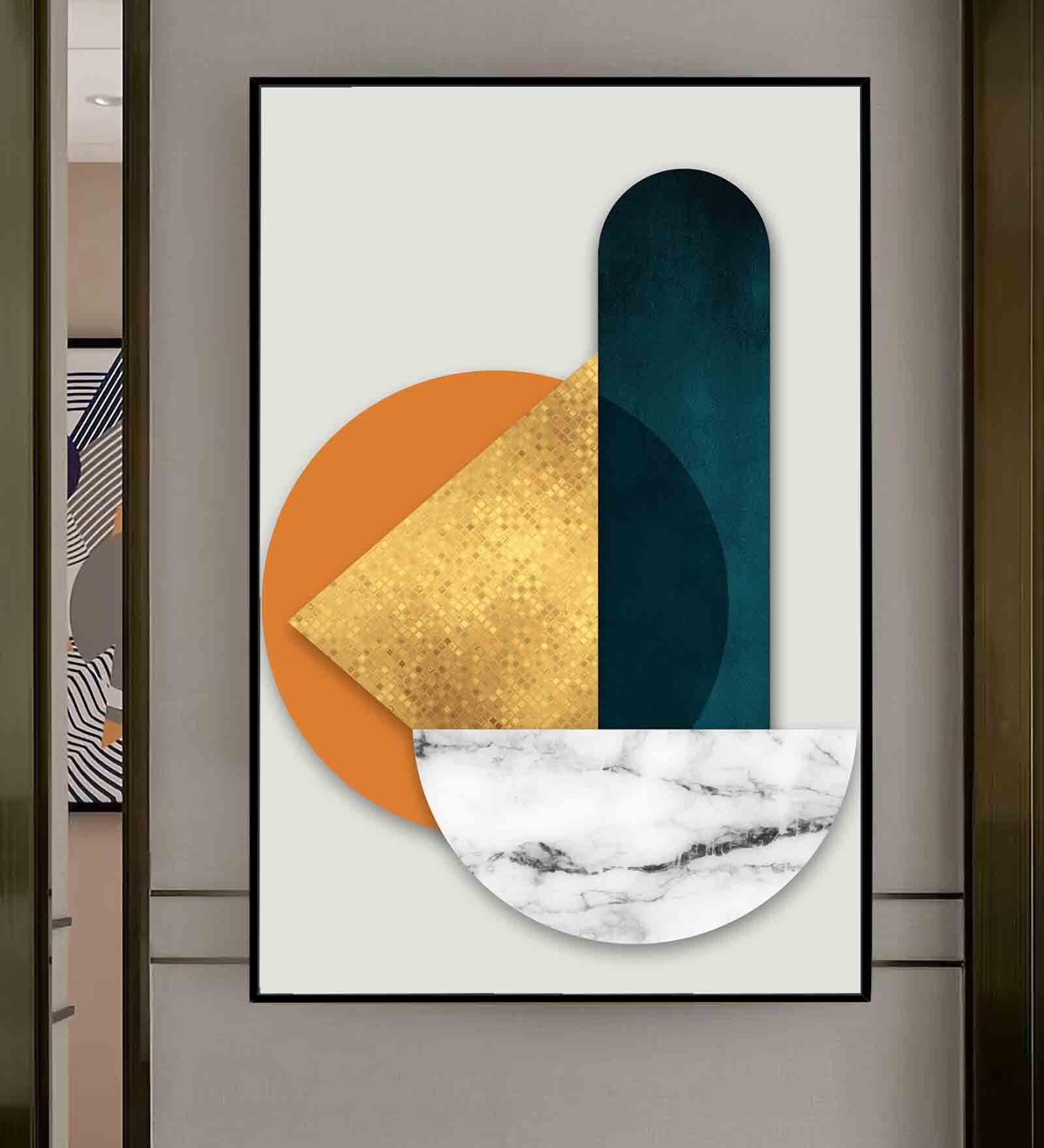 Modern Multicolour Engineered Wood Framed Canvas Wall Painting