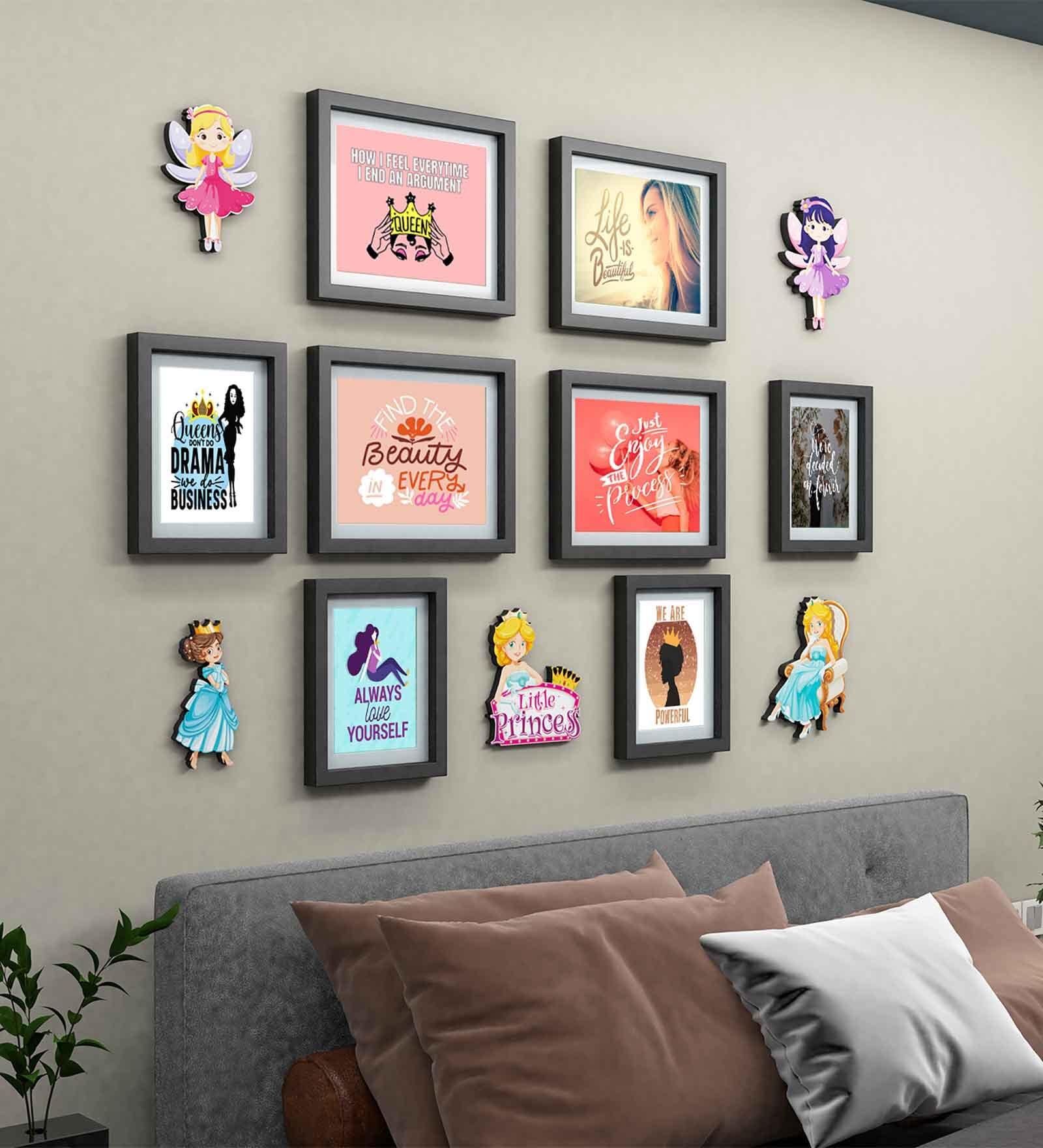 Modern (Set of 8) Multicolour MDF Collage Photo Frames