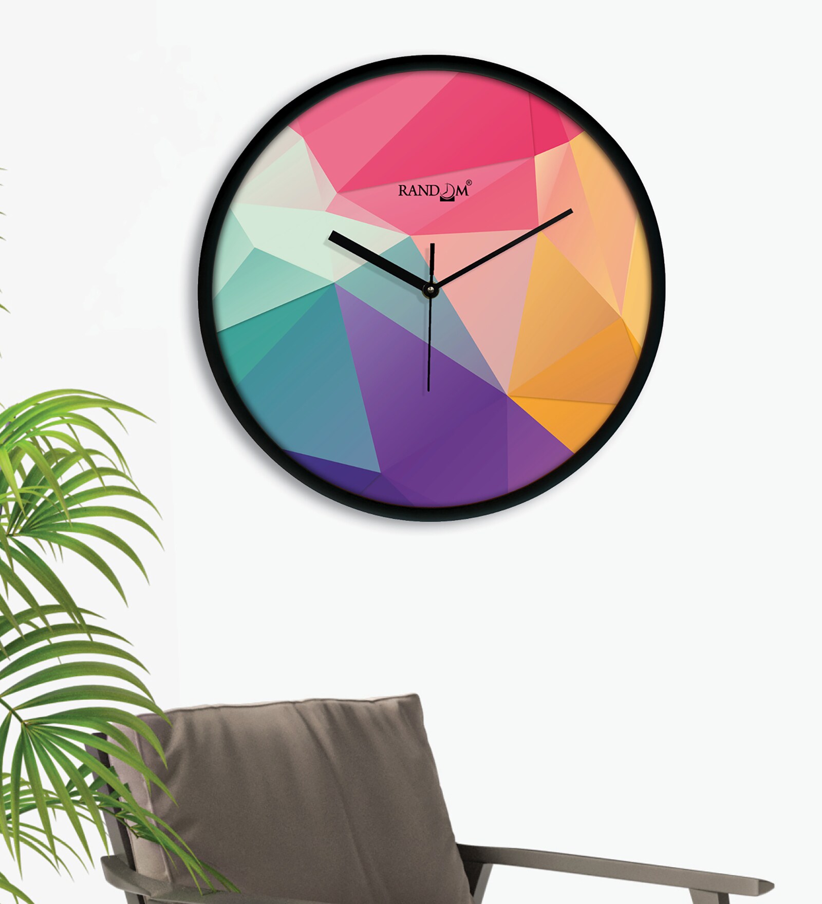 Multicolour Modern Plastic Stylish Non Ticking Silent Analog Wall Clock -12 inch