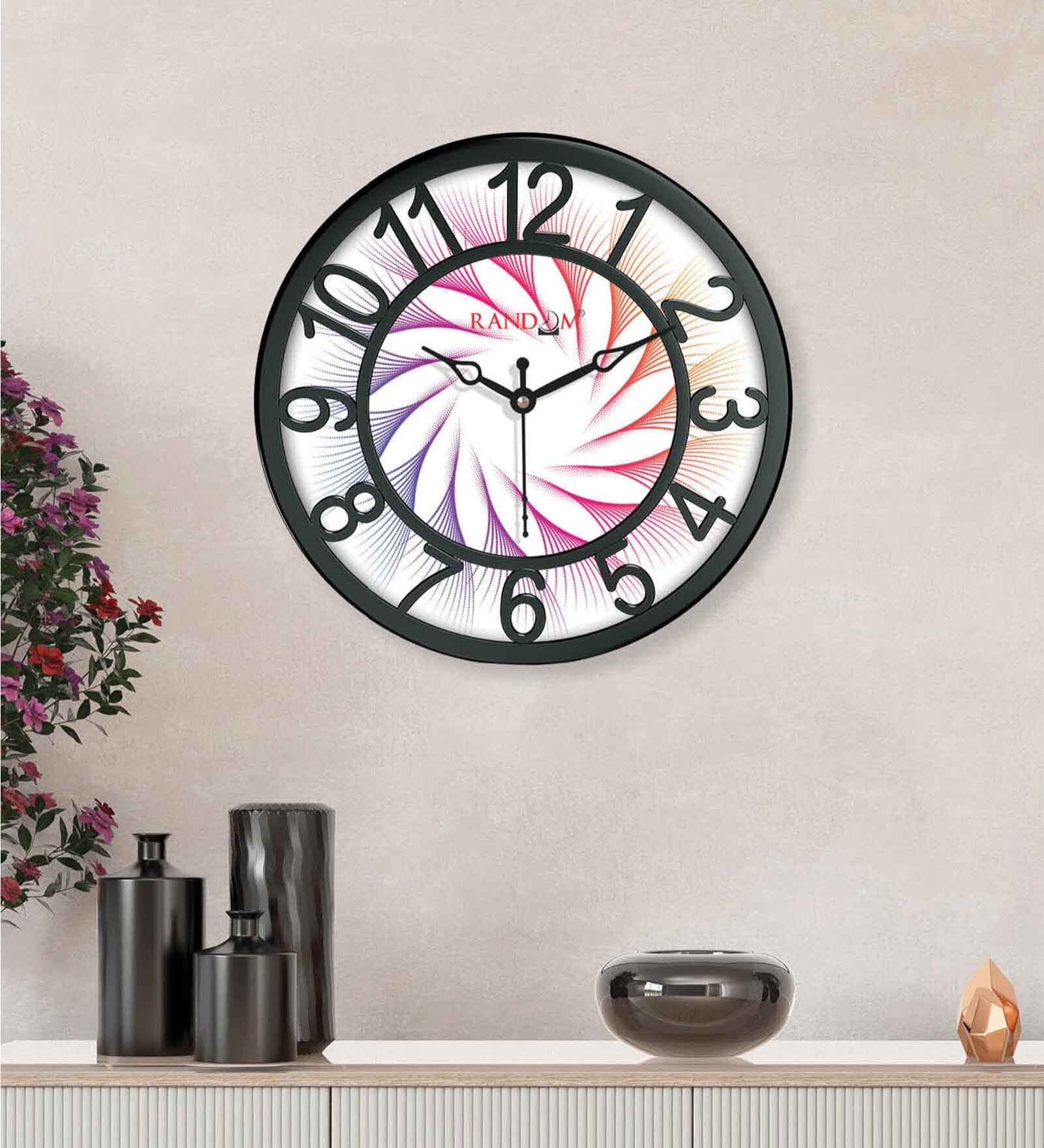 Multicolour Modern Plastic Stylish Non Ticking Silent Analog Wall Clock -8 Inch