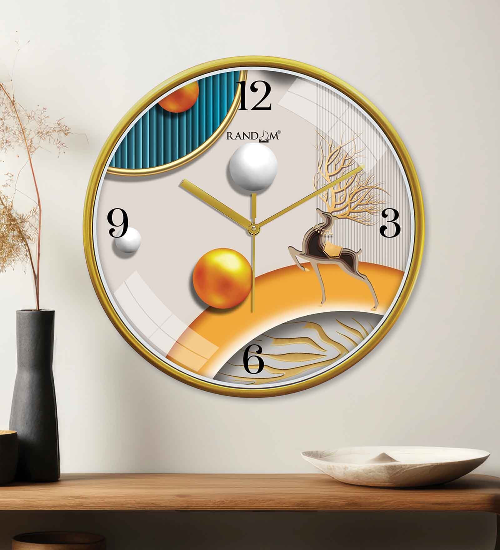 Multicolour Modern Plastic Stylish Non Ticking Silent Analog Wall Clock -12 inch