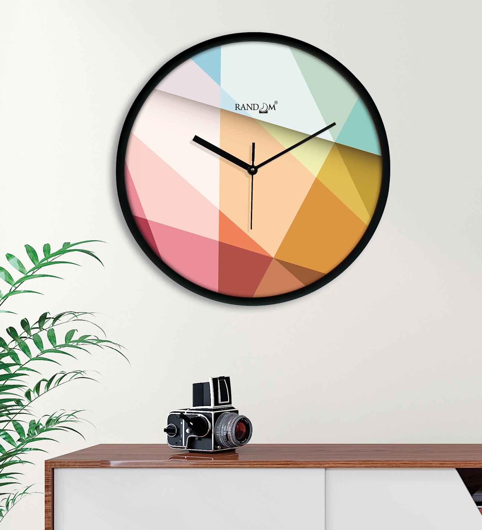 Multicolour Modern Plastic Stylish Non Ticking Silent Analog Wall Clock -12 inch
