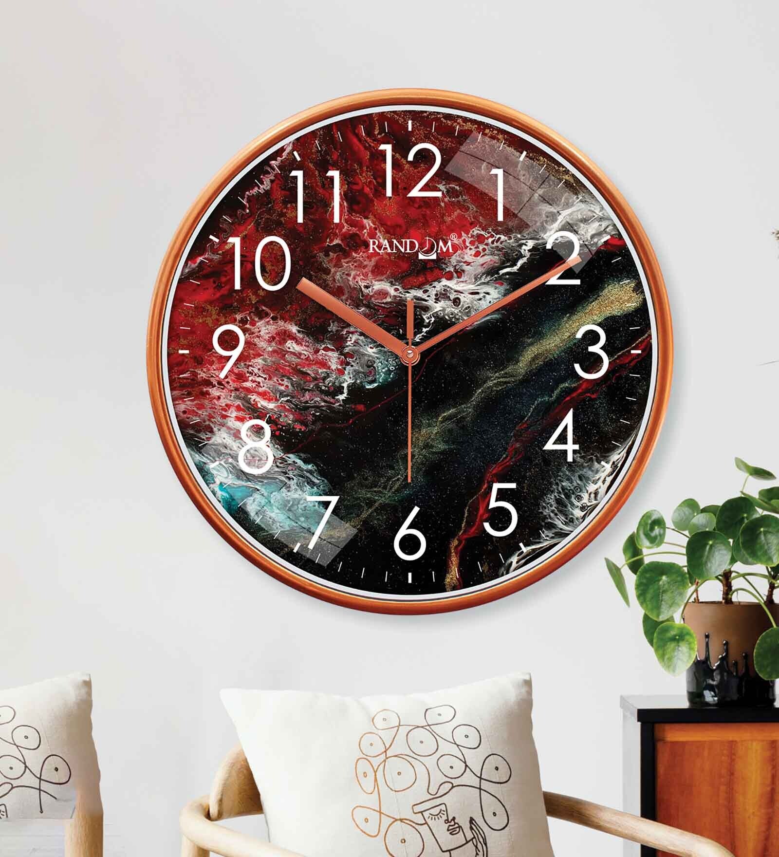 Multicolour Modern Plastic Stylish Non Ticking Silent Analog Wall Clock -12 inch
