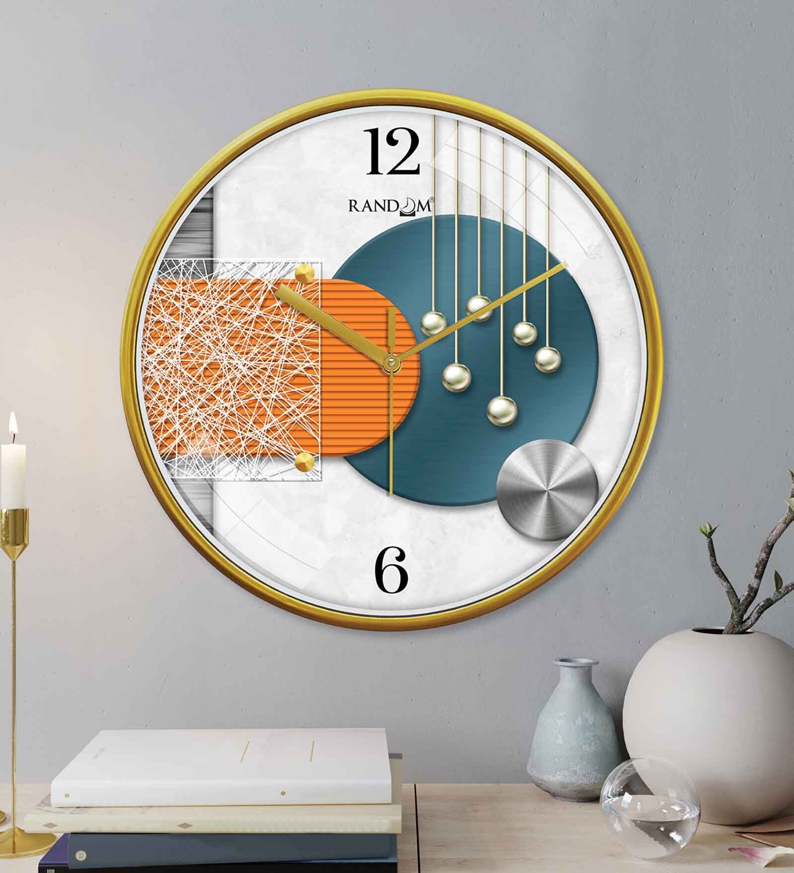 Multicolour Modern Plastic Stylish Non Ticking Silent Analog Wall Clock -12 inch