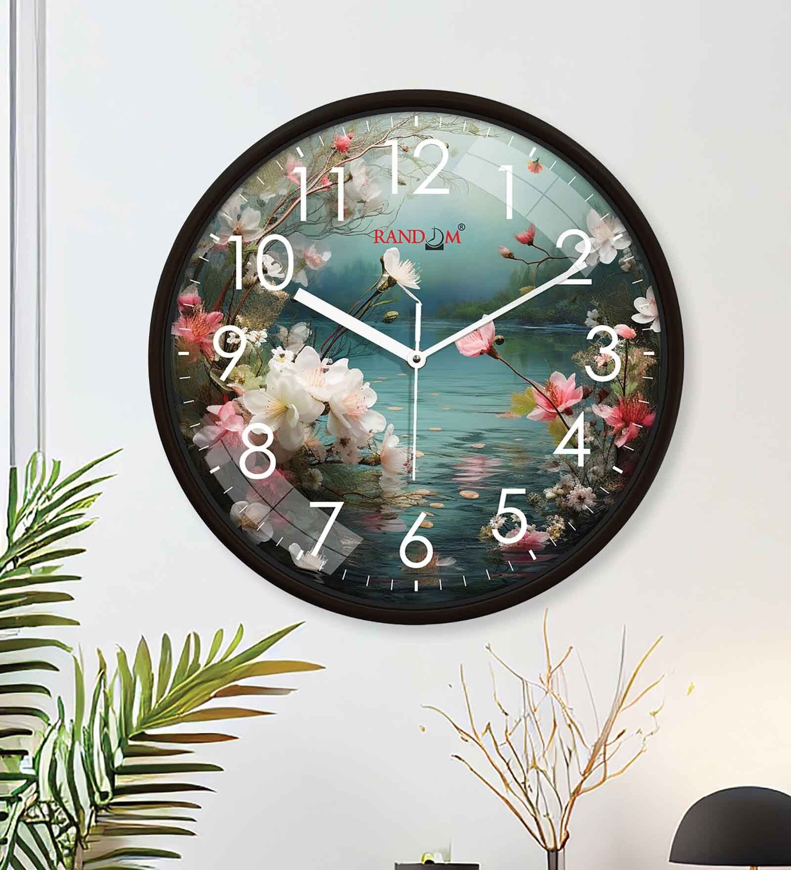 Multicolour Modern Plastic Stylish Non Ticking Silent Analog Wall Clock -12 inch