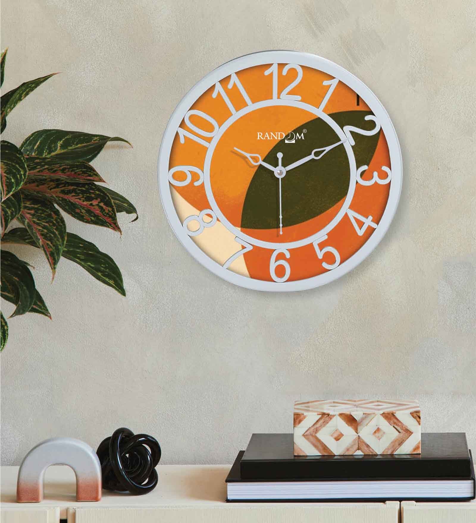 Multicolour Modern Plastic Stylish Non Ticking Silent Analog Wall Clock -8 Inch