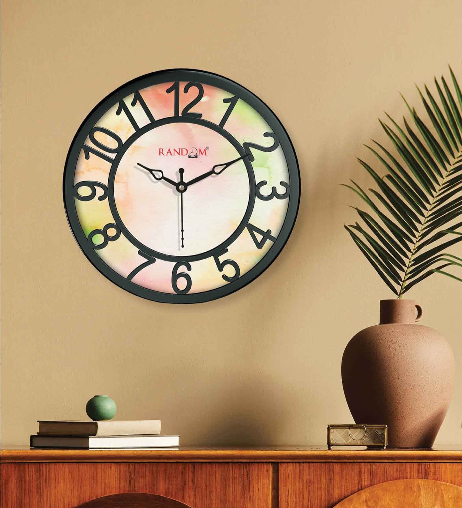 Multicolour Modern Plastic Stylish Non Ticking Silent Analog Wall Clock -8 Inch