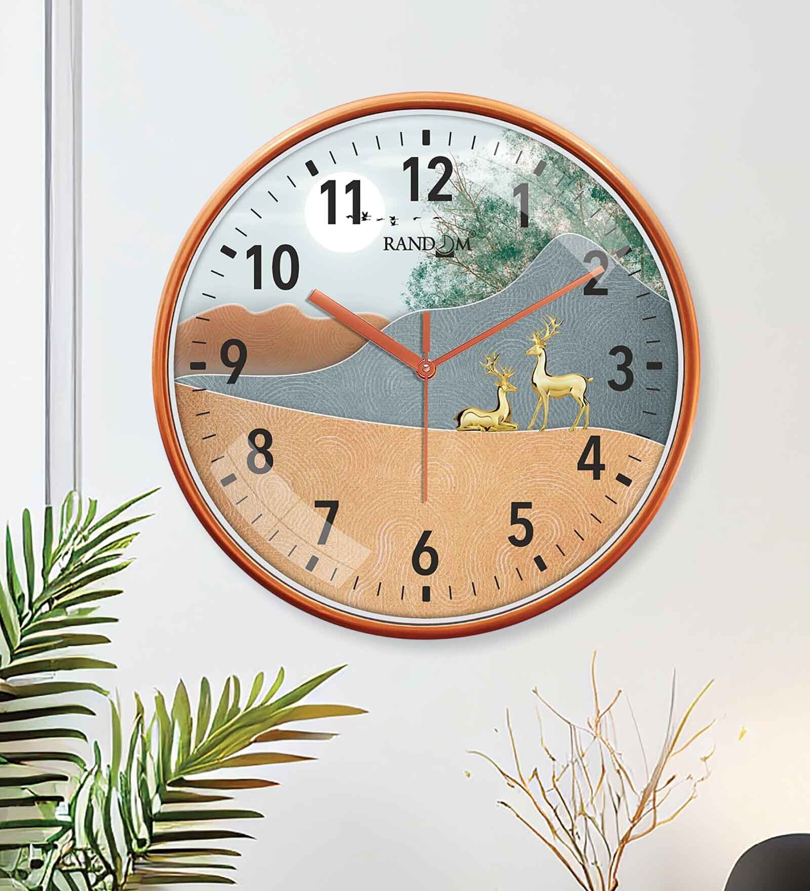Multicolour Modern Plastic Stylish Non Ticking Silent Analog Wall Clock -12 inch