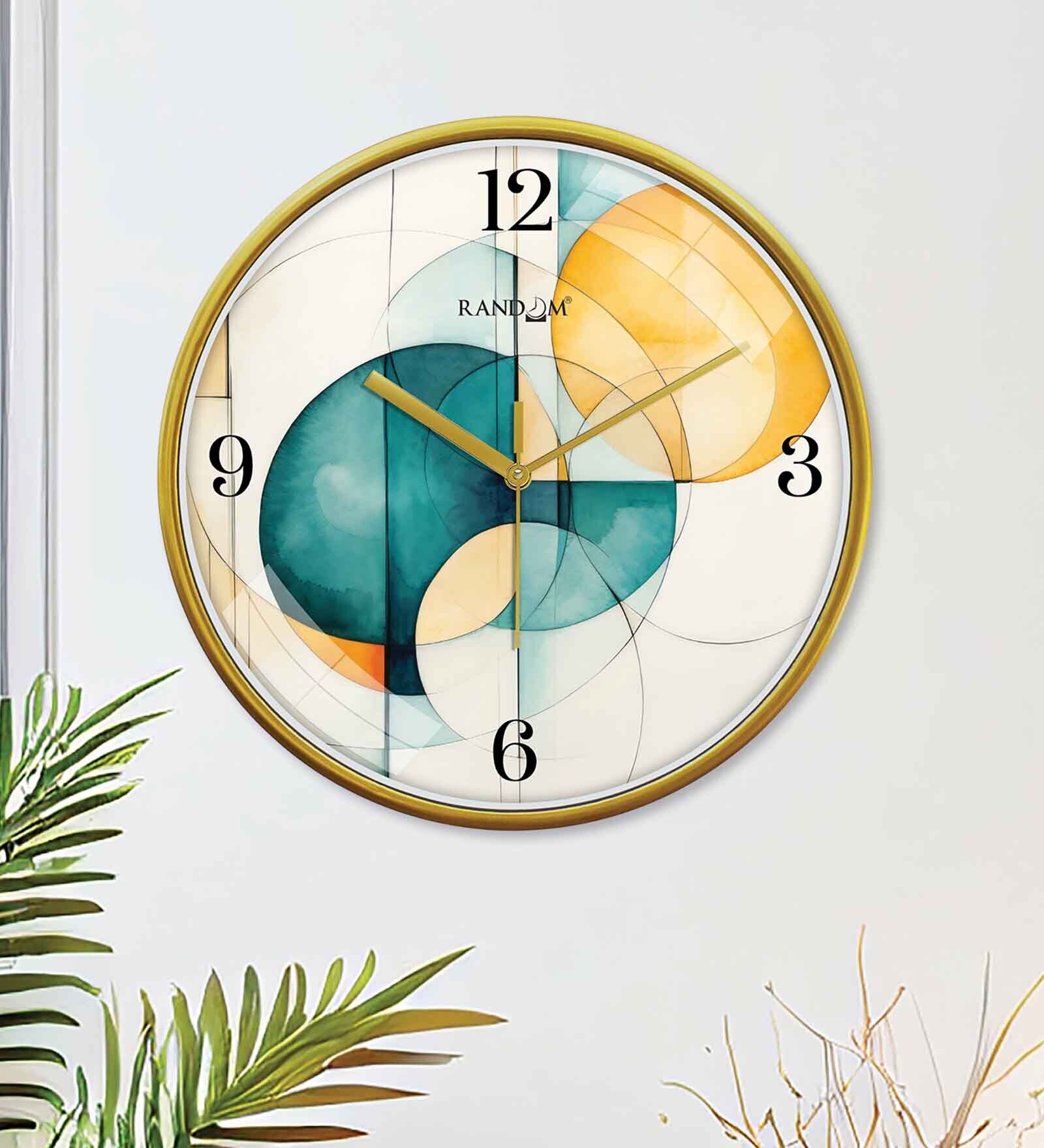 Multicolour Modern Plastic Stylish Non Ticking Silent Analog Wall Clock -12 inch