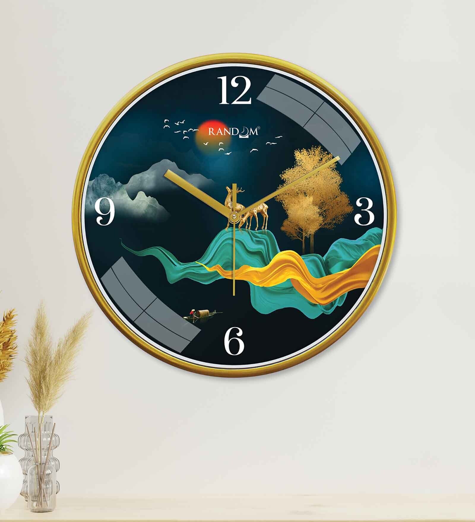 Multicolour Modern Plastic Stylish Non Ticking Silent Analog Wall Clock -12 inch