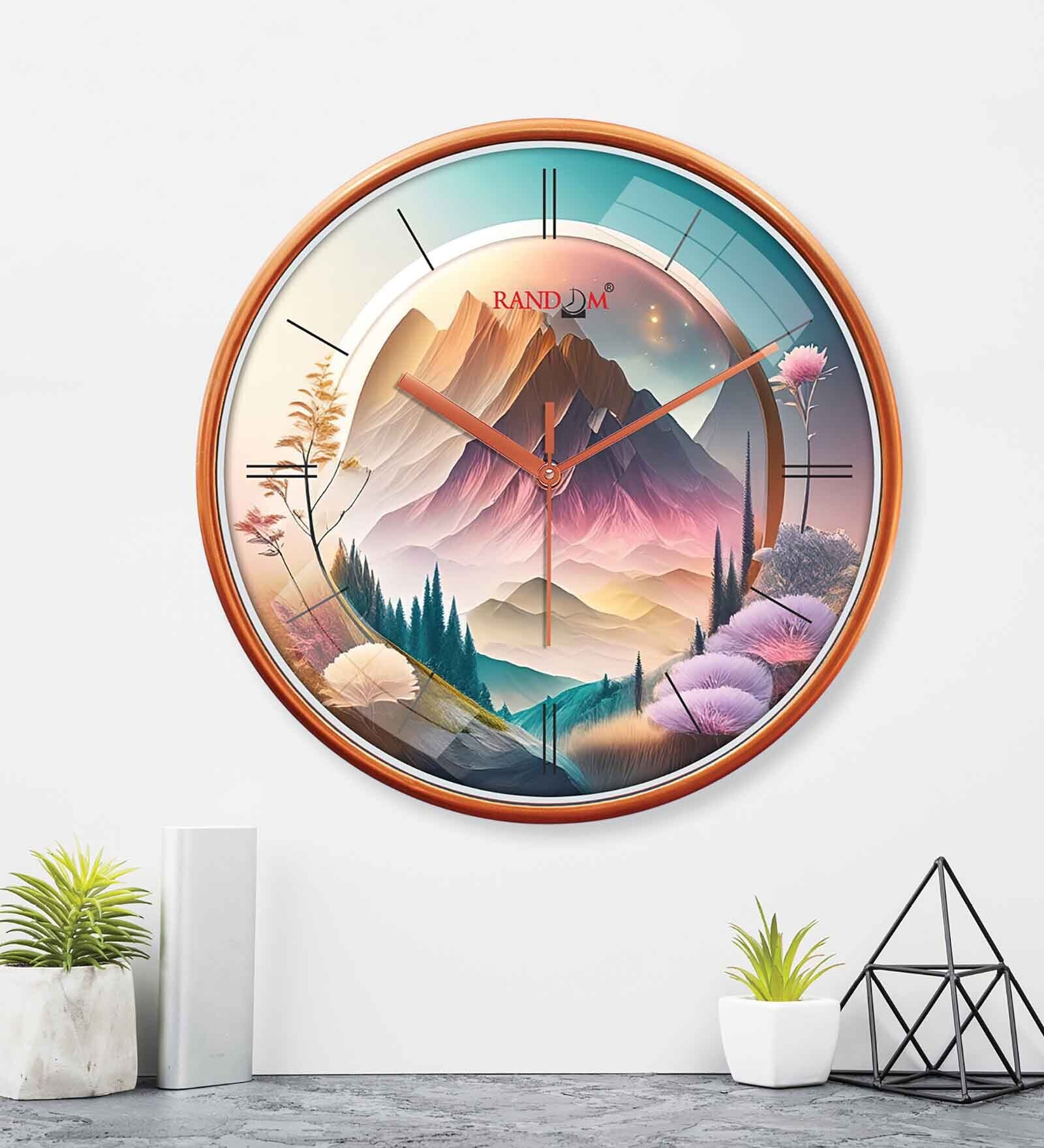 Multicolour Modern Plastic Stylish Non Ticking Silent Analog Wall Clock -12 inch
