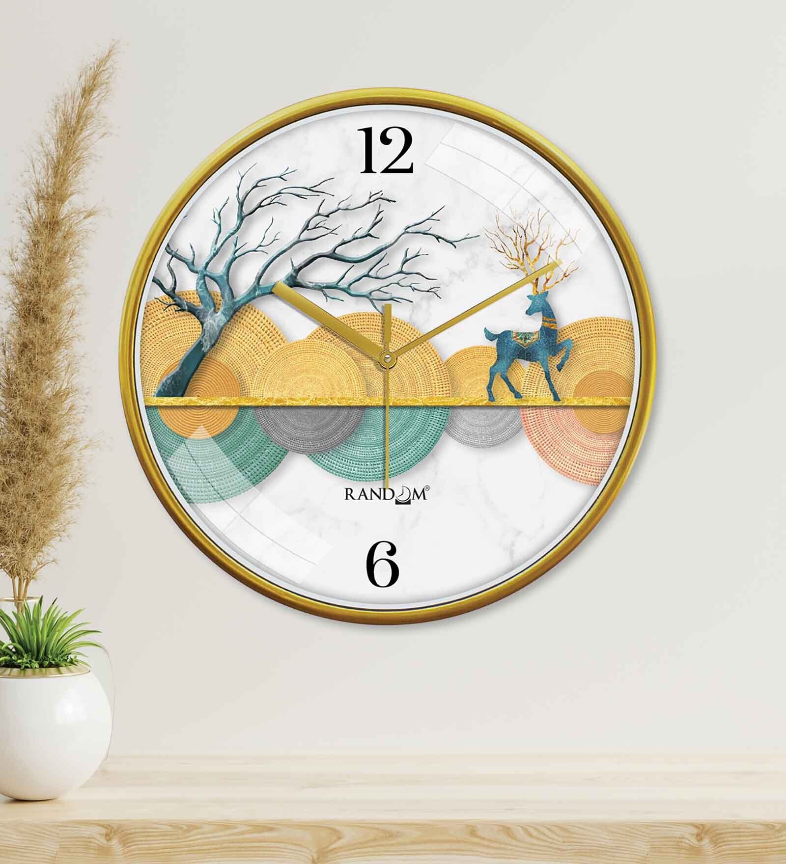 Multicolour Modern Plastic Stylish Non Ticking Silent Analog Wall Clock -12 inch
