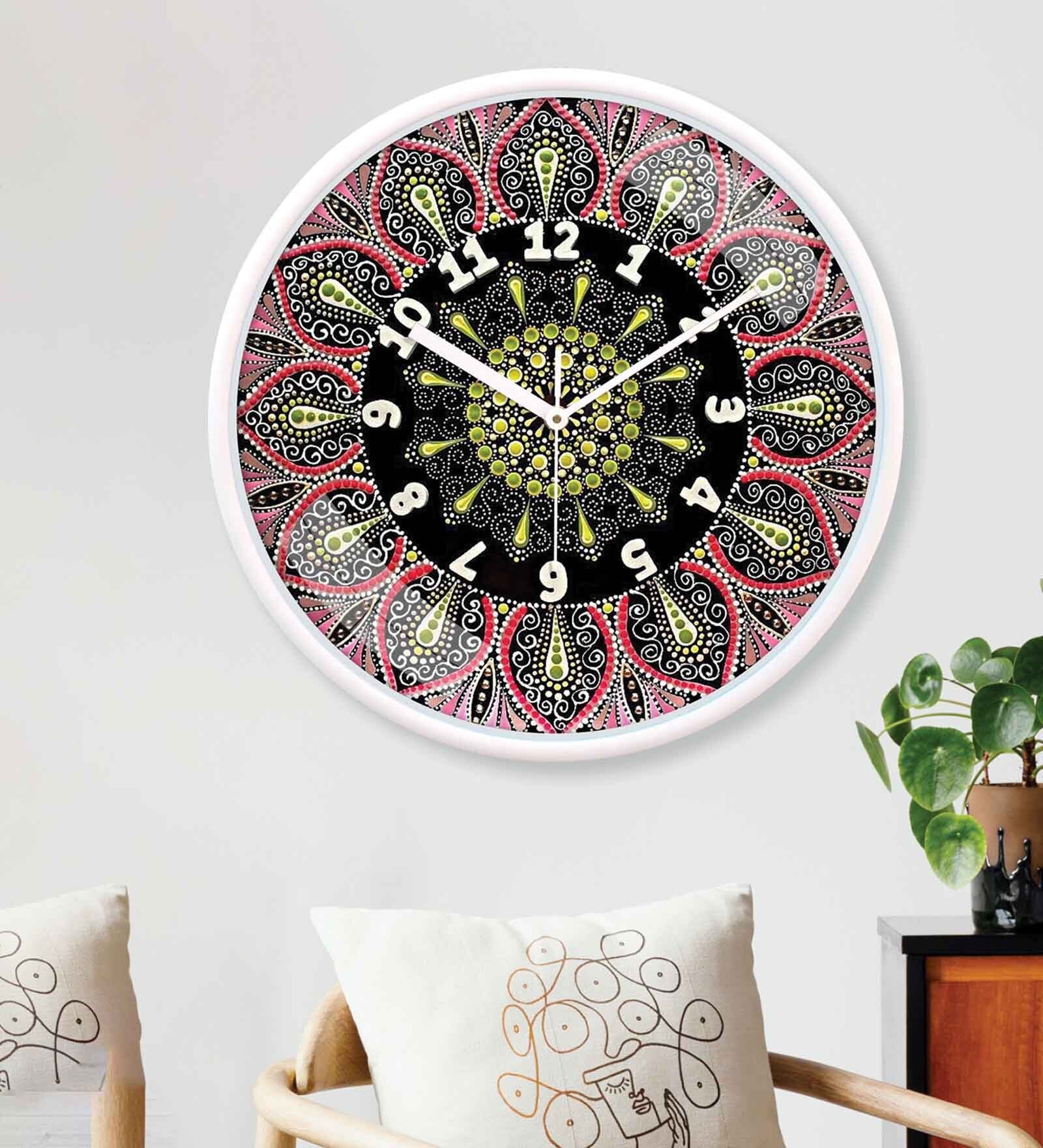 Multicolour Modern Plastic Stylish Non Ticking Silent Analog Wall Clock -12 inch