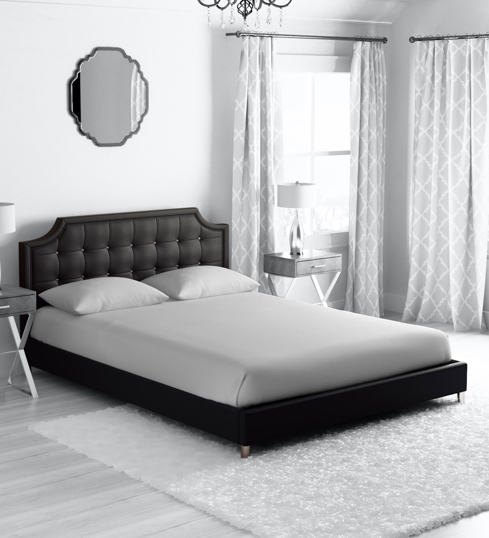 Buy Modern Queen Size Upholstered Bed in Black Colour by Dreamzz