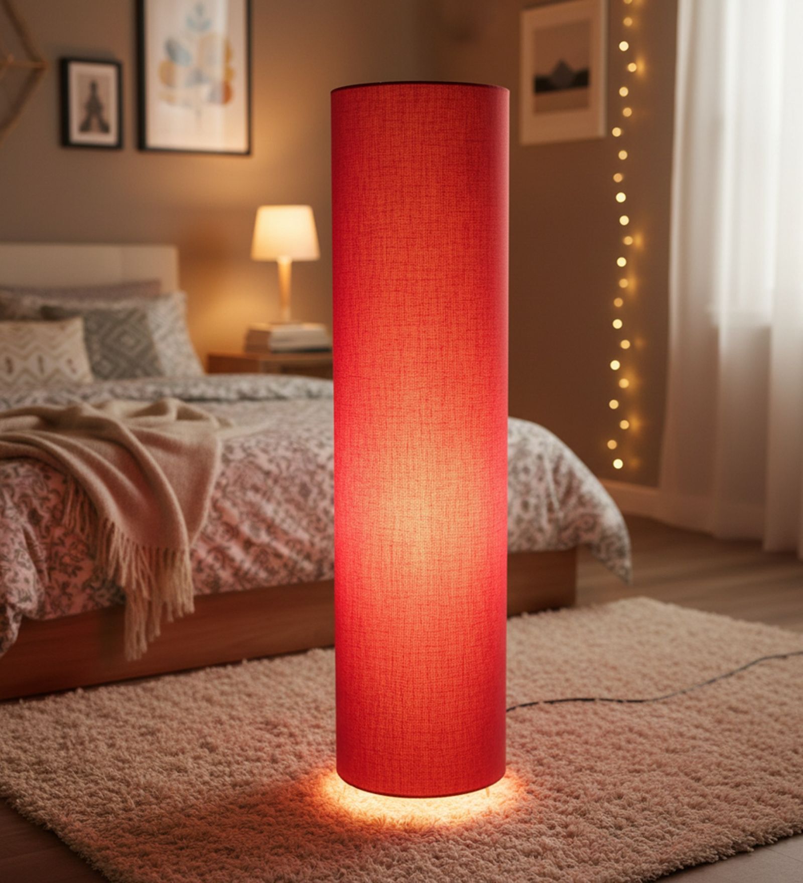 Modern Red Cylinder Floor Lamp   Stylish Lighting for Living Room & Bedroom