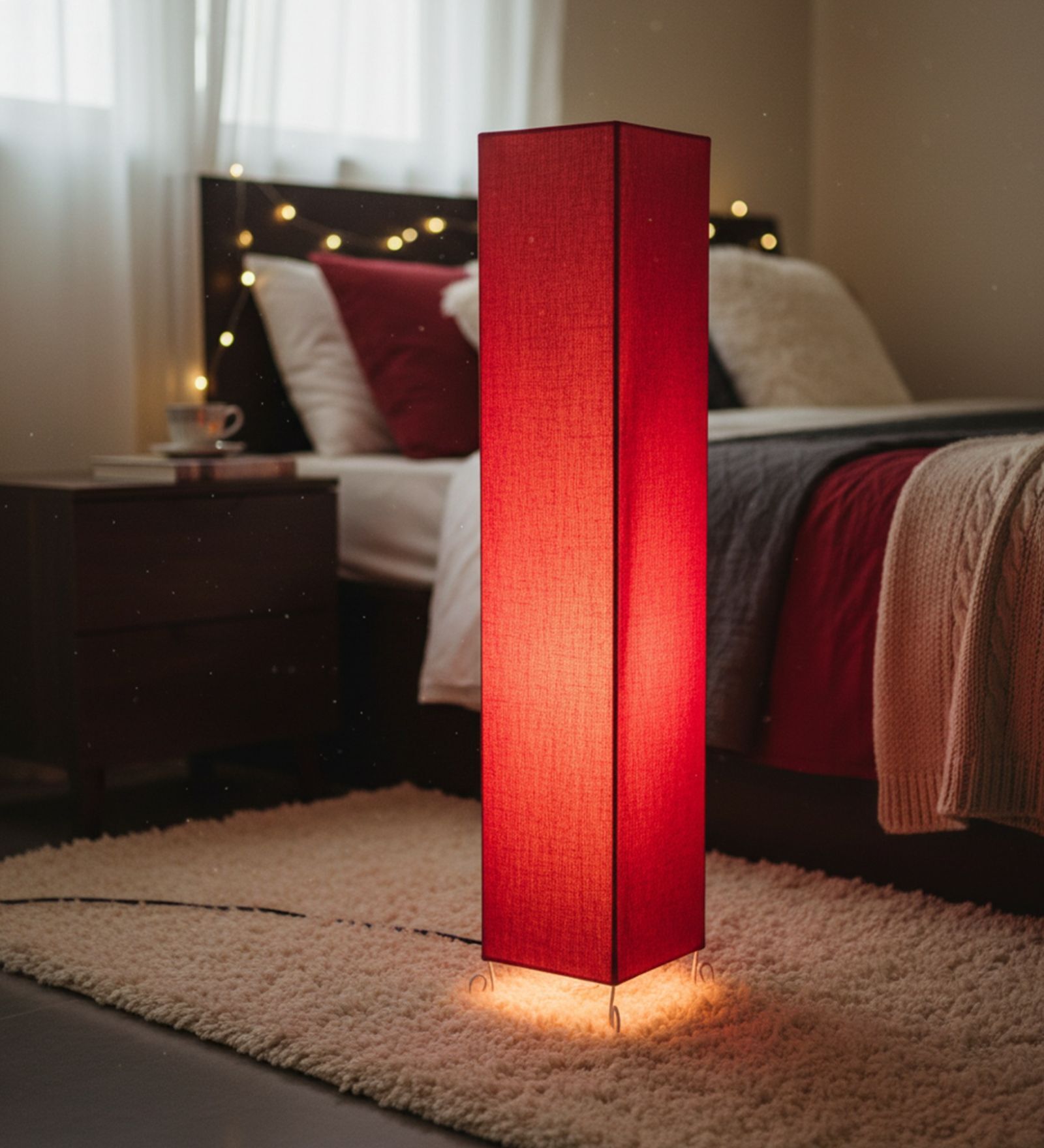 Modern Red Cylinder Floor Lamp   Stylish Lighting for Living Room & Bedroom