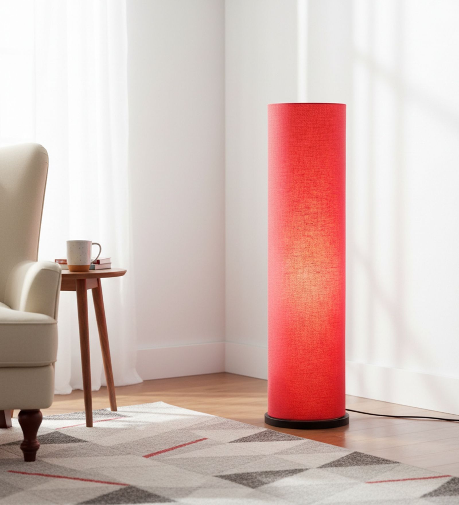 Modern Red Cylinder Floor Lamp   Stylish Lighting for Living Room & Bedroom