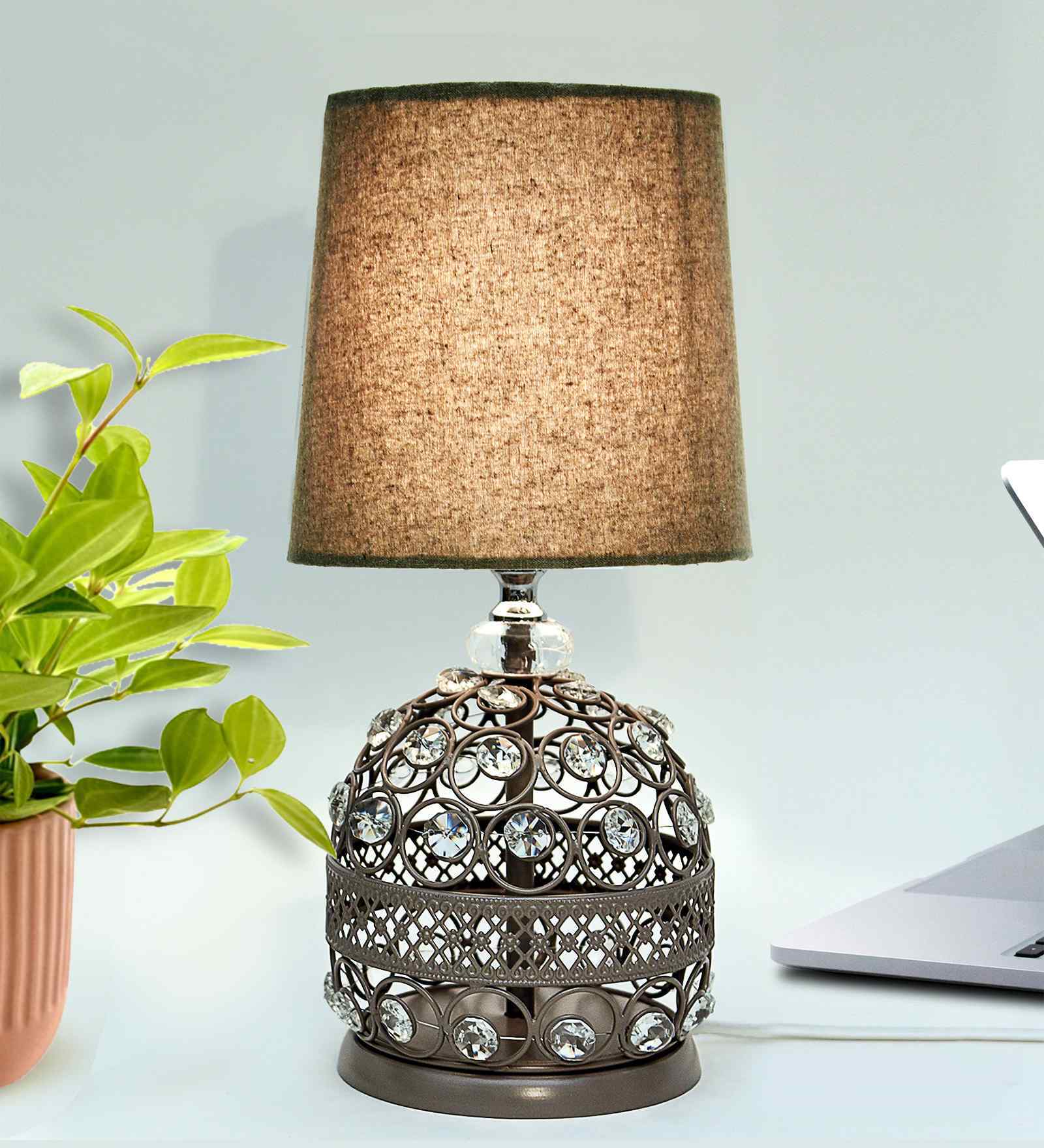 Brown Modern Small Crystal Table Lamp