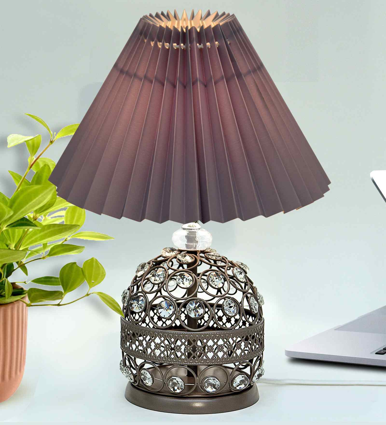 Grey Modern Small Crystal Table Lamp