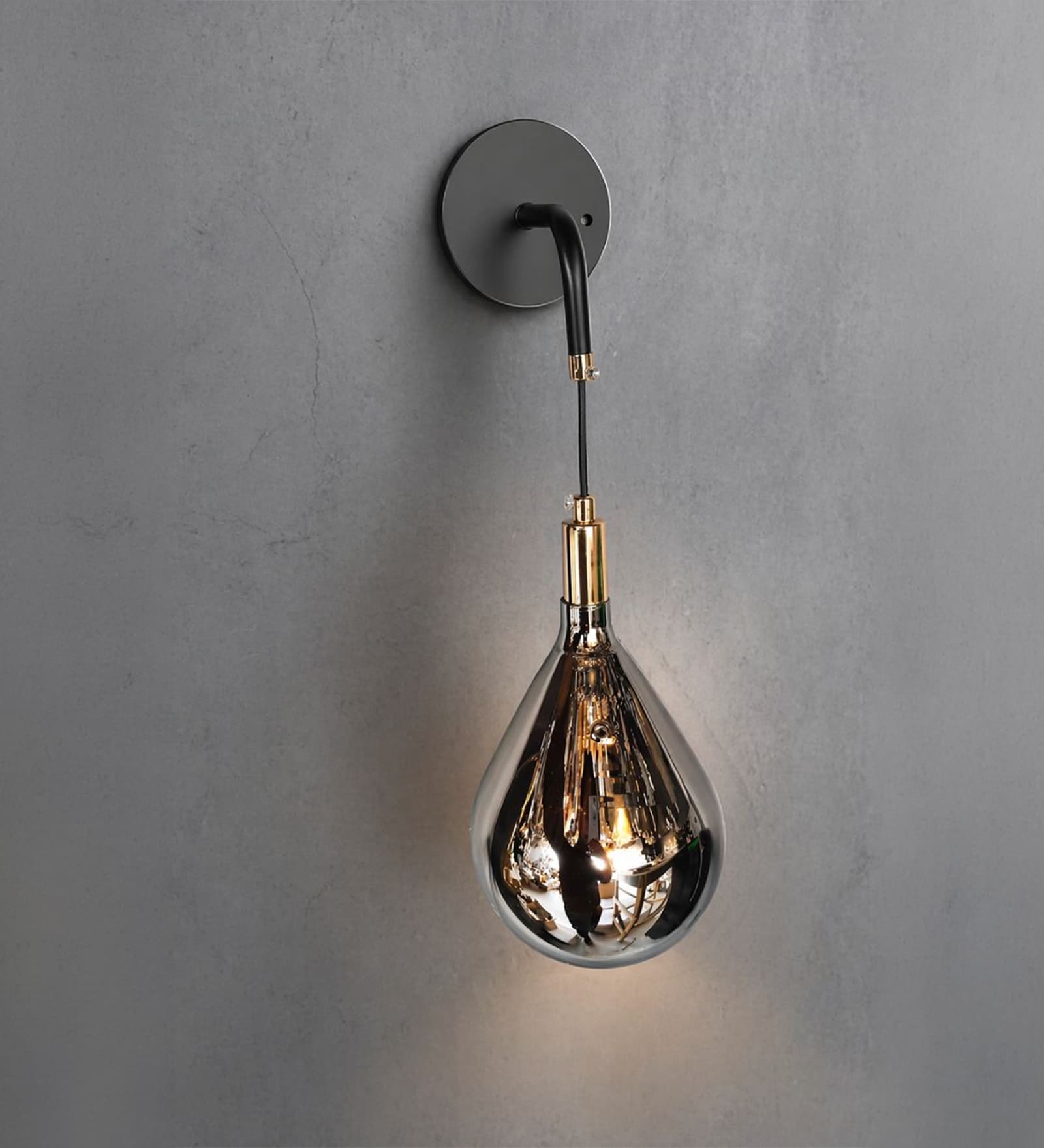 Modern Smoke Glass Teardrop Wall Light
