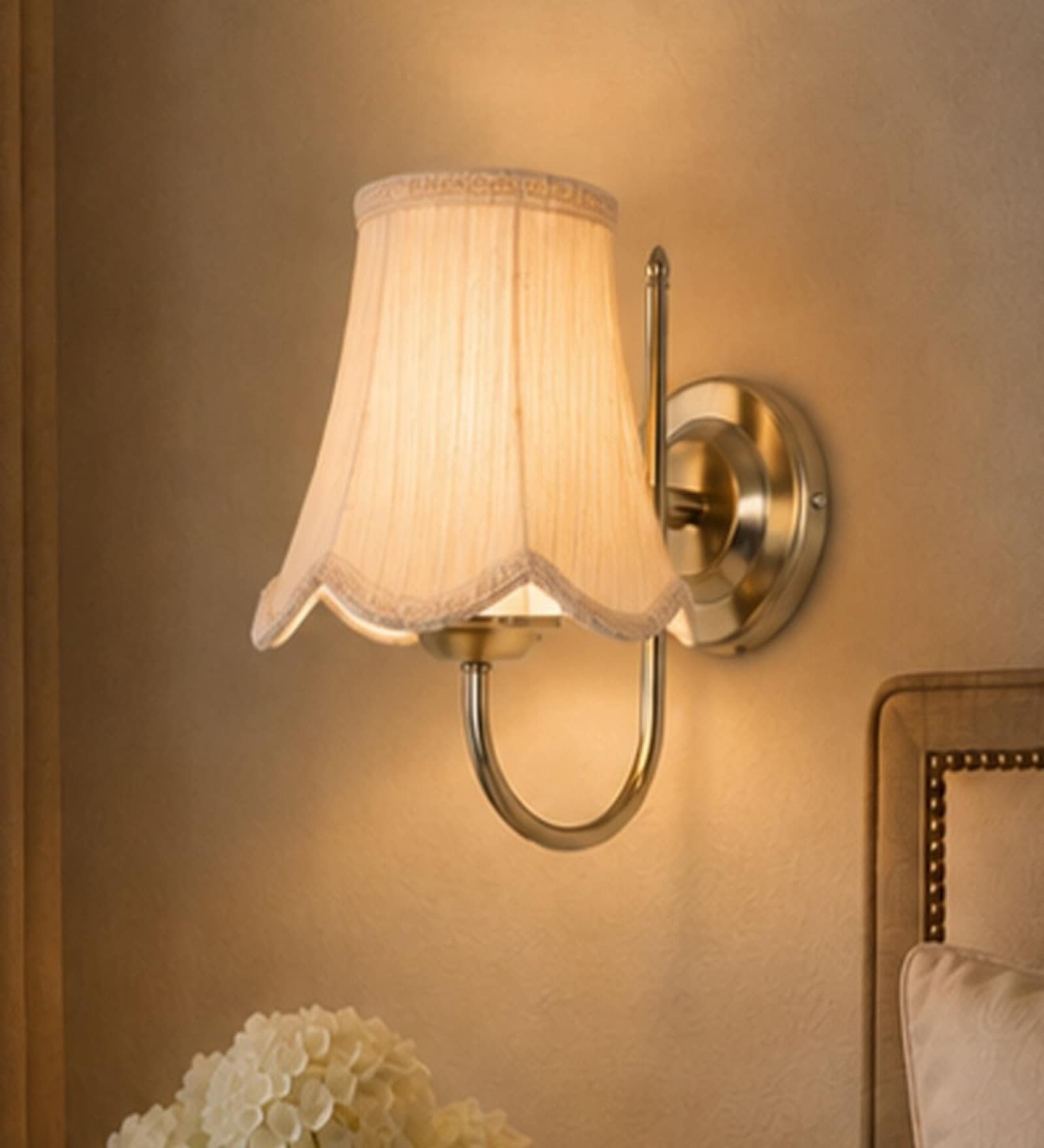 Modern Steel Wall Sconce   Off-White Cotton Shade | Home Lighting