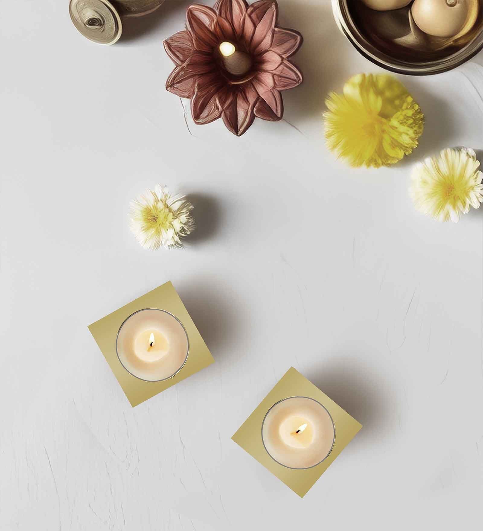 Modern Tealight Stand for Elegant Lighting In Gold Set Of 2