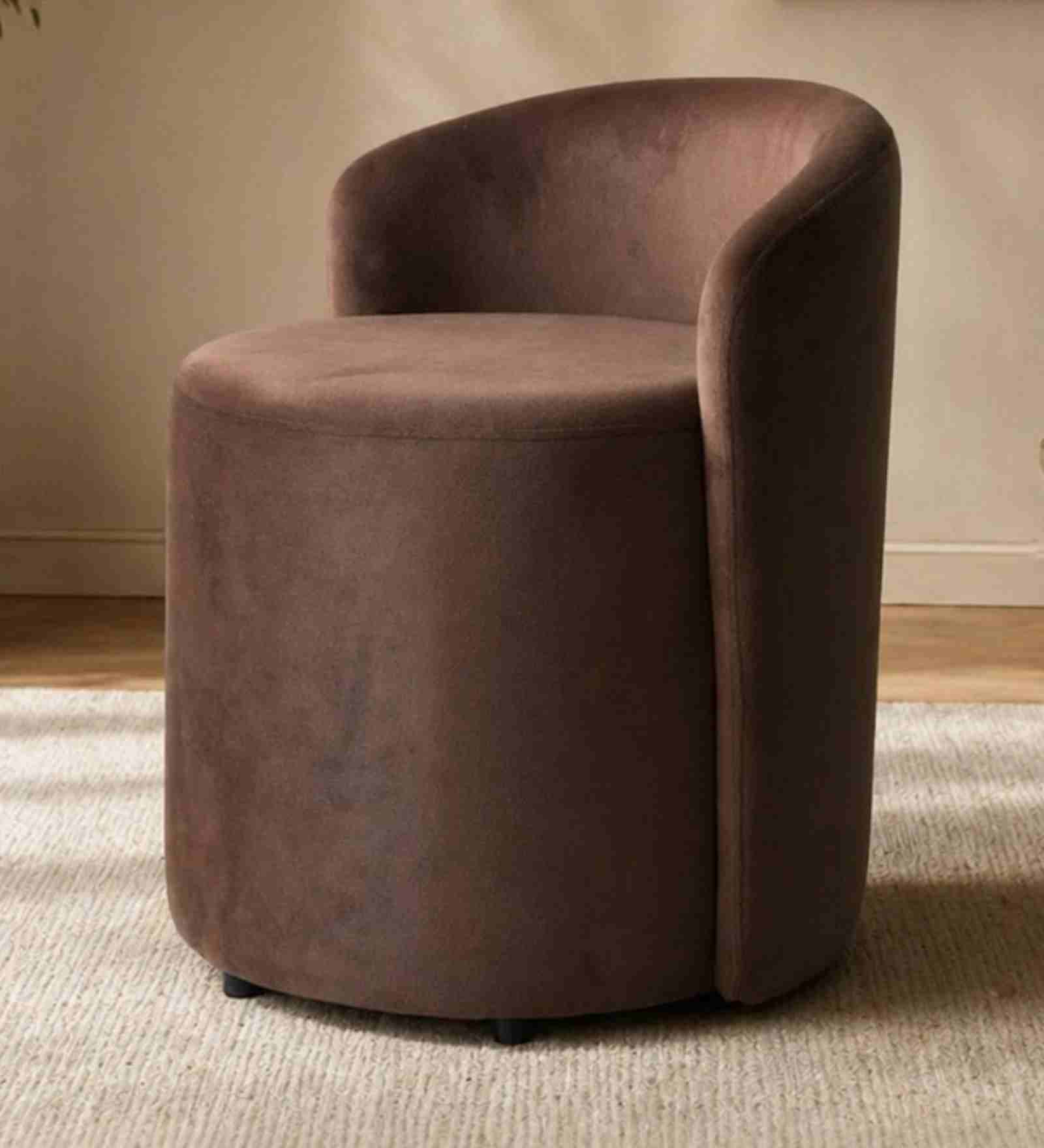 Modern Upholstered Slipper Curved Pattern Chair  In Brown Colour