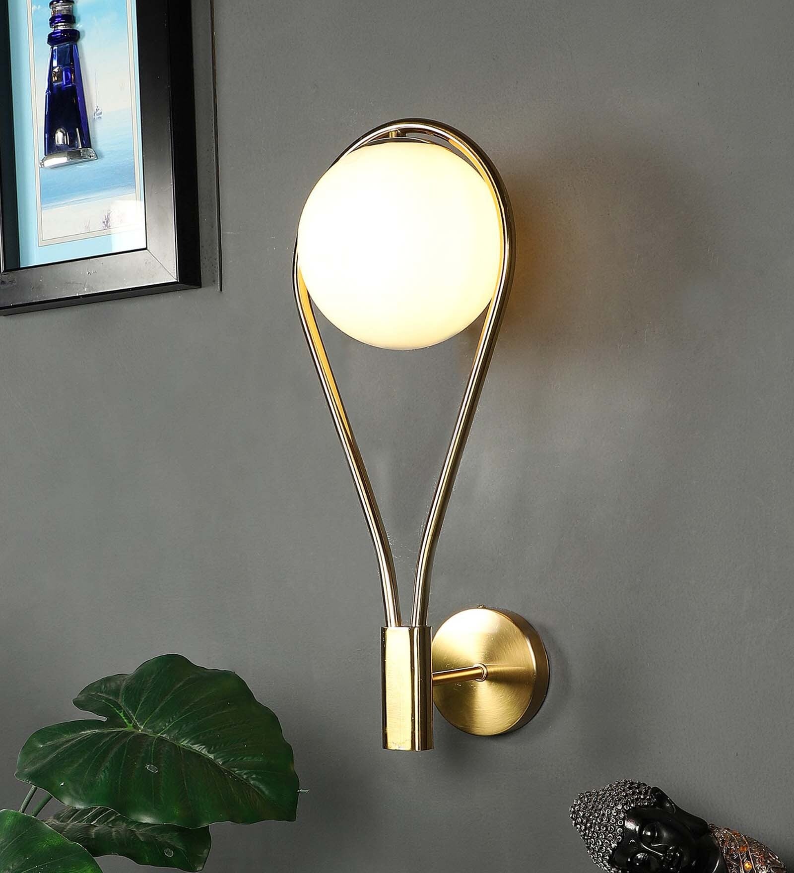 Castle Antique Gold Metal & Glass Wall Sconces