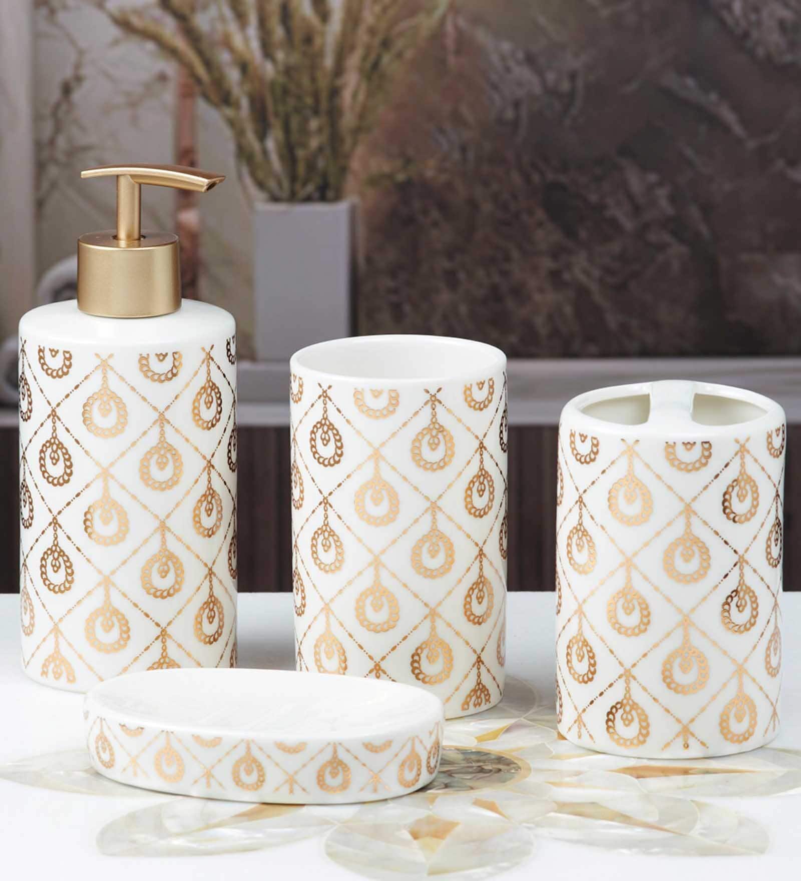 Modern White Ceramic (Set of 4) Bath Set