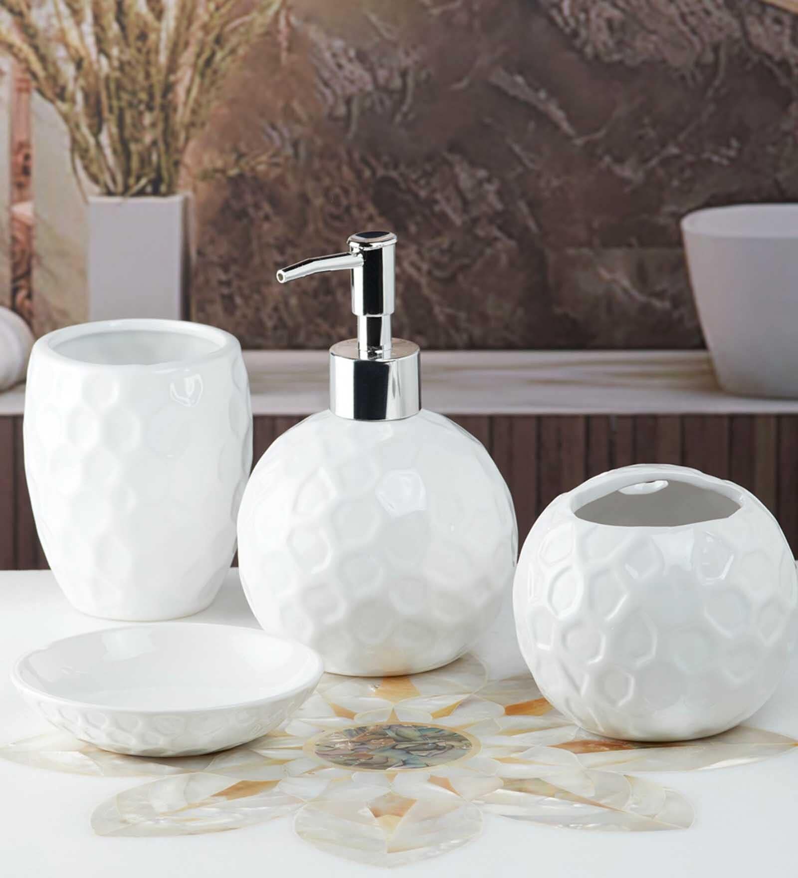 Modern White Ceramic (Set of 4) Bath Set