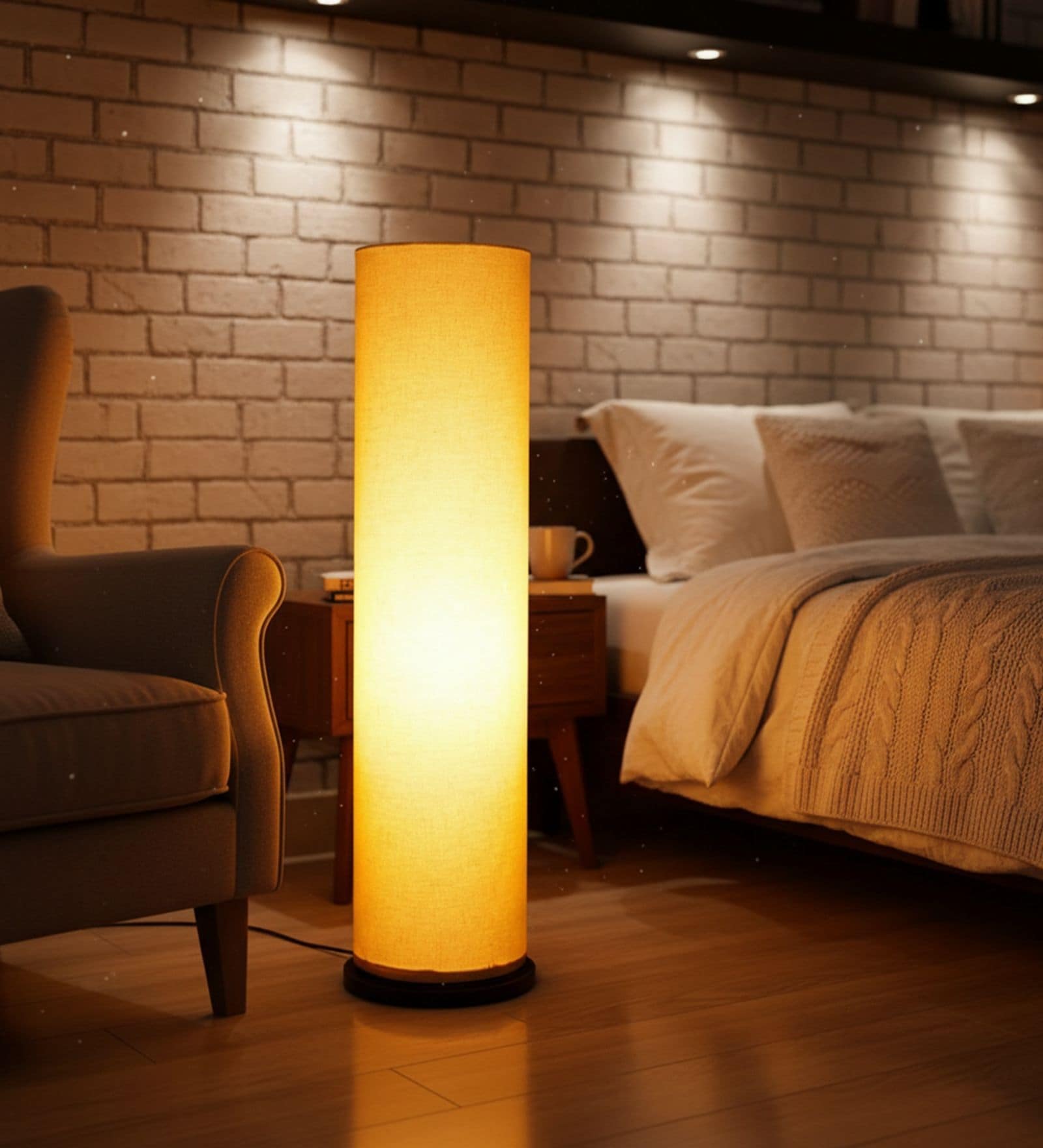 Modern Yellow Cylinder Floor Lamp   Stylish Lighting for Living Room & Bedroom