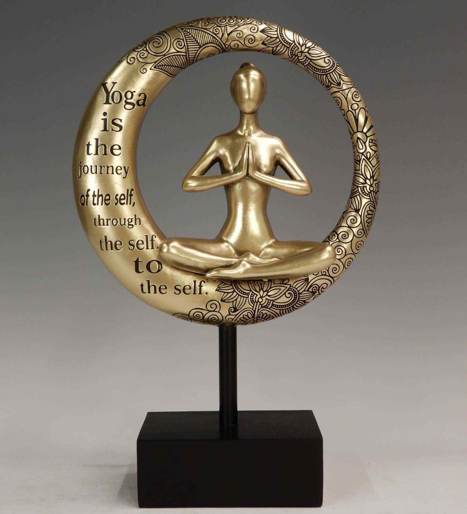 Modern Yoga Resin & Metal Padmasana Pose Figurine (Gold & Black)