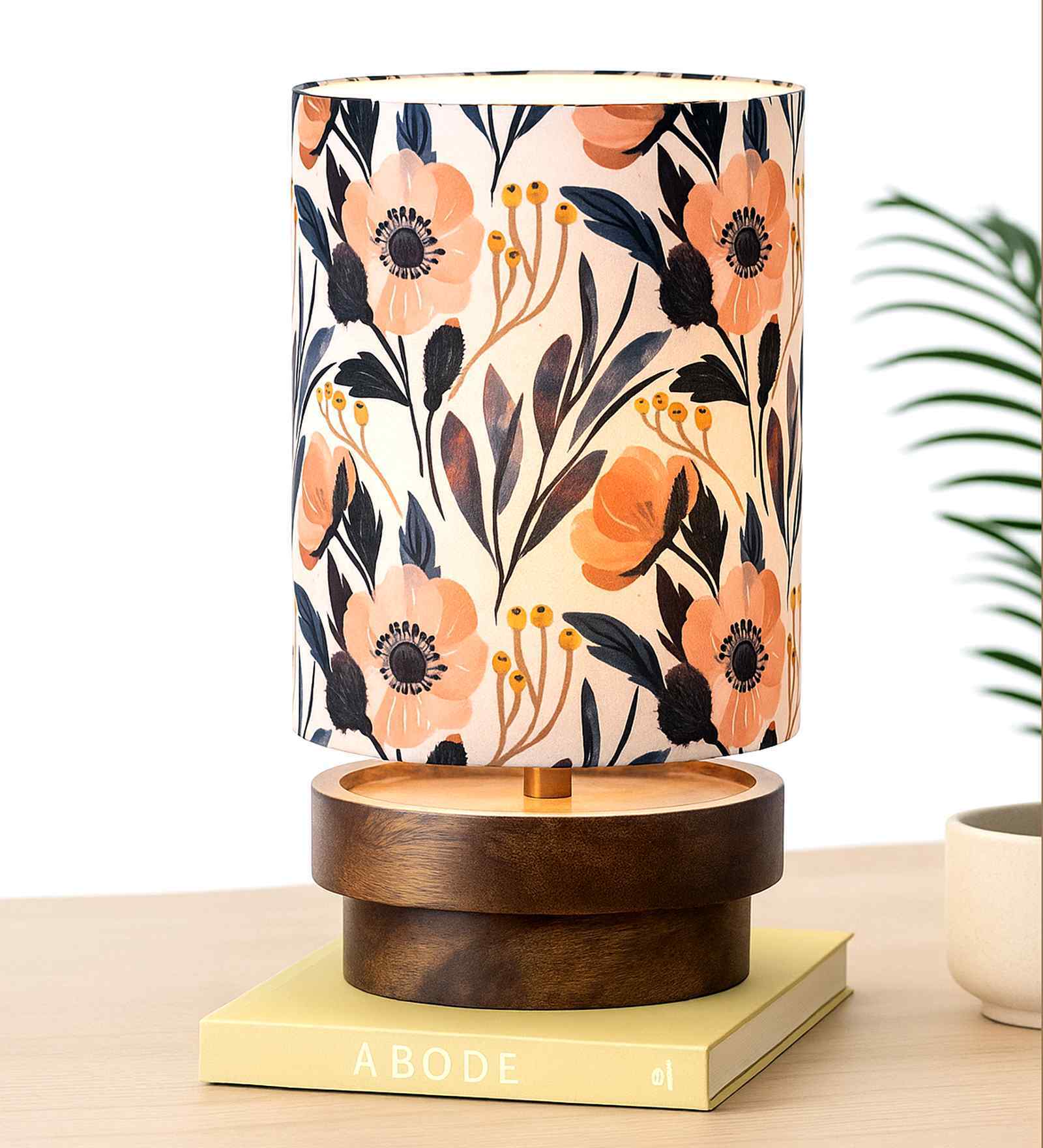 Modern Zen Wooden Lampshade Nightstand Lamp