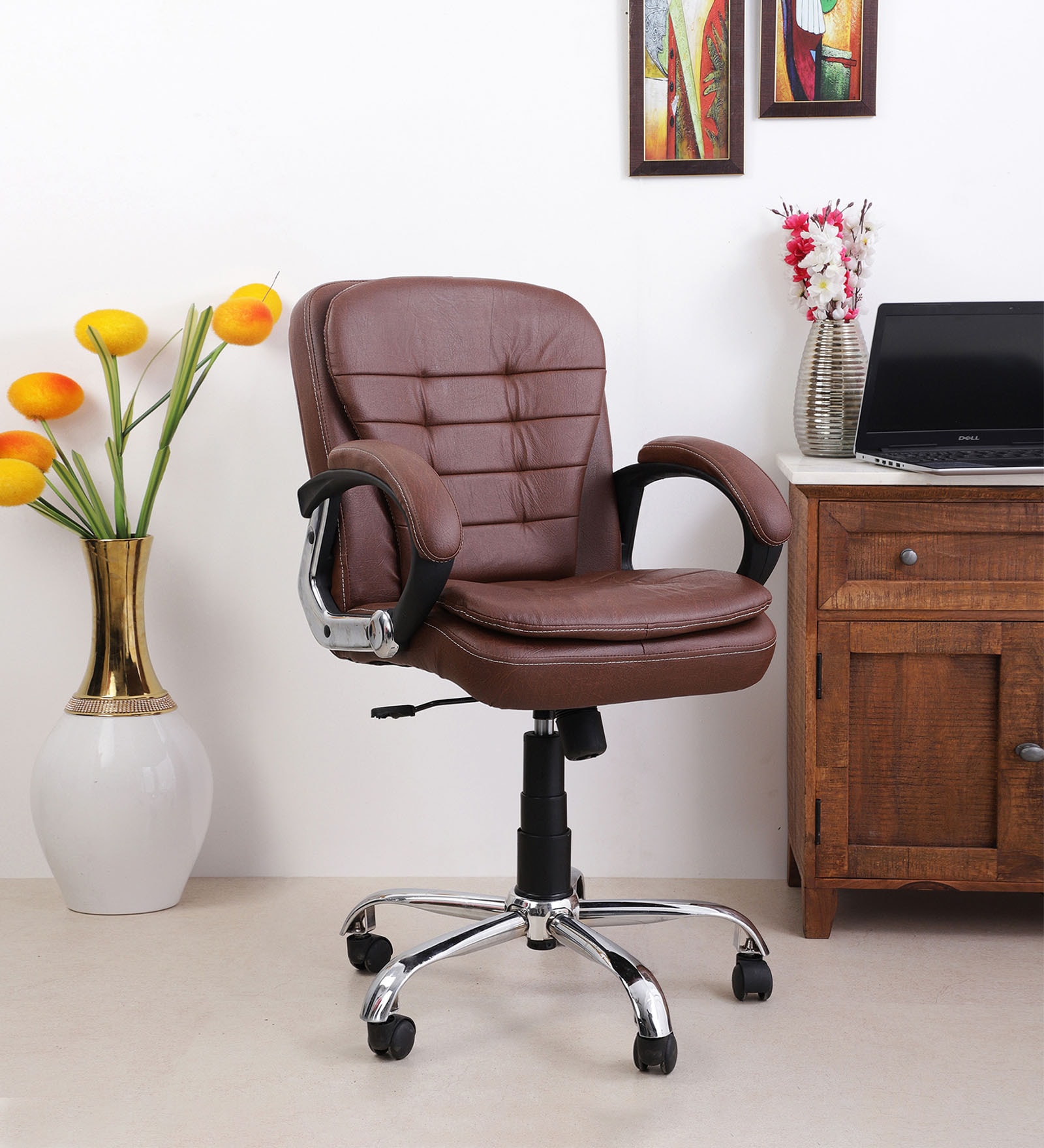 Modista Leatherette Executive Chair in Brown Colour Modista Leatherette Executive Chair in Brown Colour