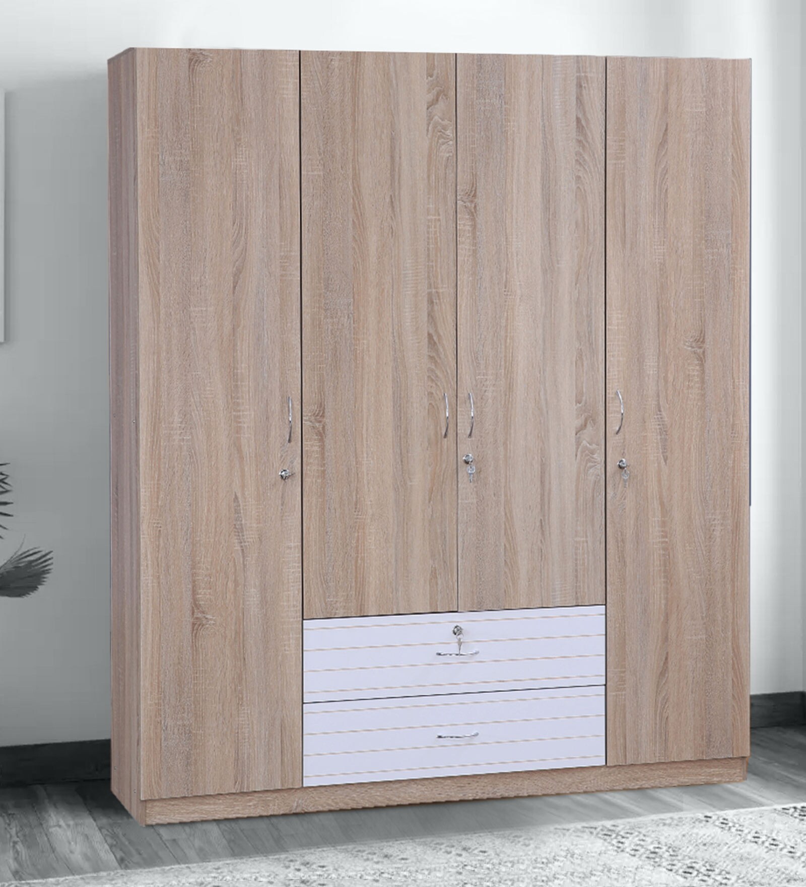 Molly 4 Door Wardrobe in Oak Finish