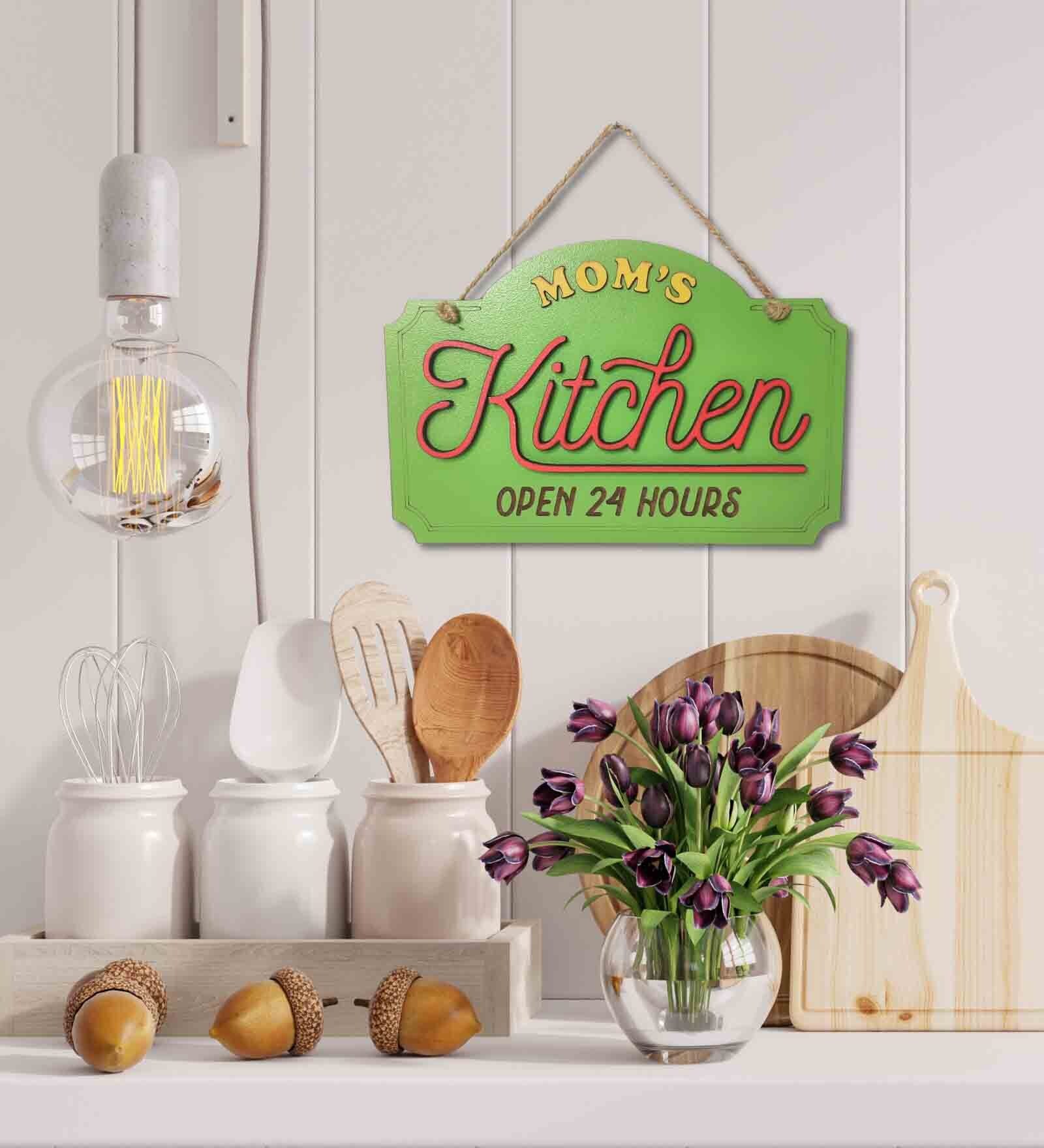 Mom'S Kitchen Green Wooden Wall Art