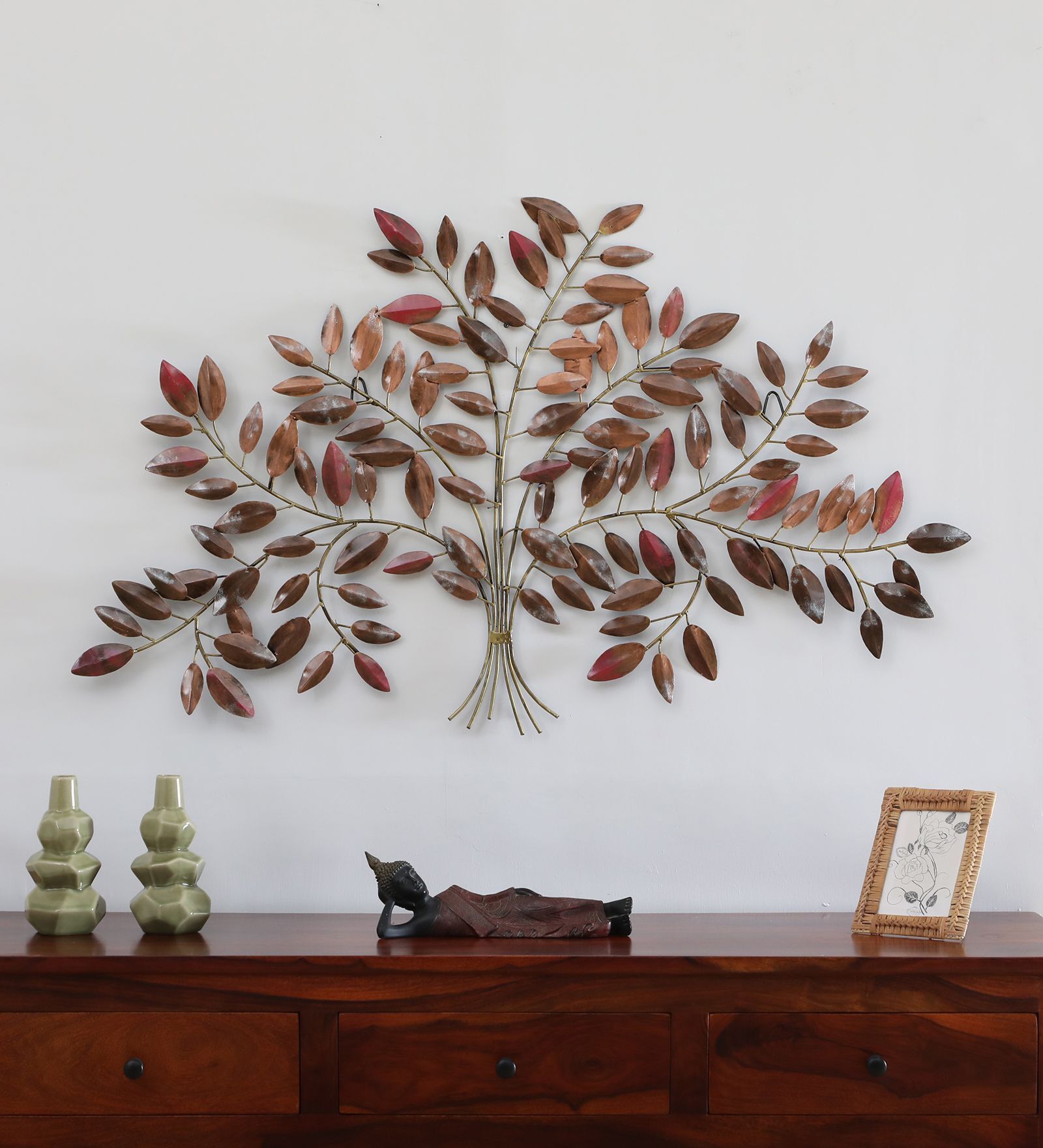 Moment of Peace Tree Multicolour Handmade Metal Wall Art