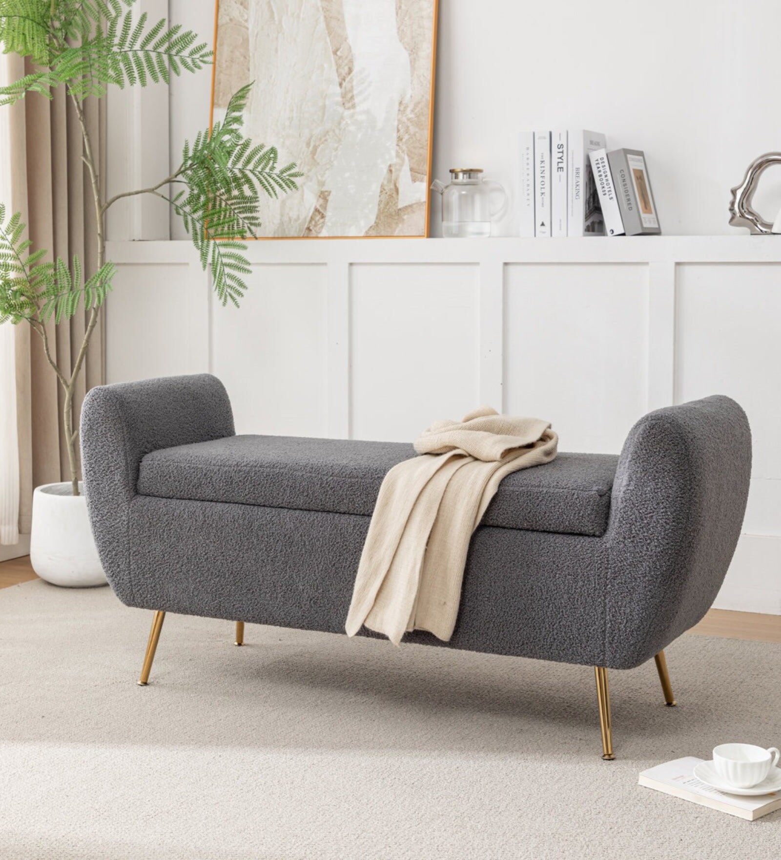 Monaco Fabric Elite Towel Finishing Ottoman in Light Grey Colour Monaco Fabric Elite Towel Finishing Ottoman in Light Grey Colour