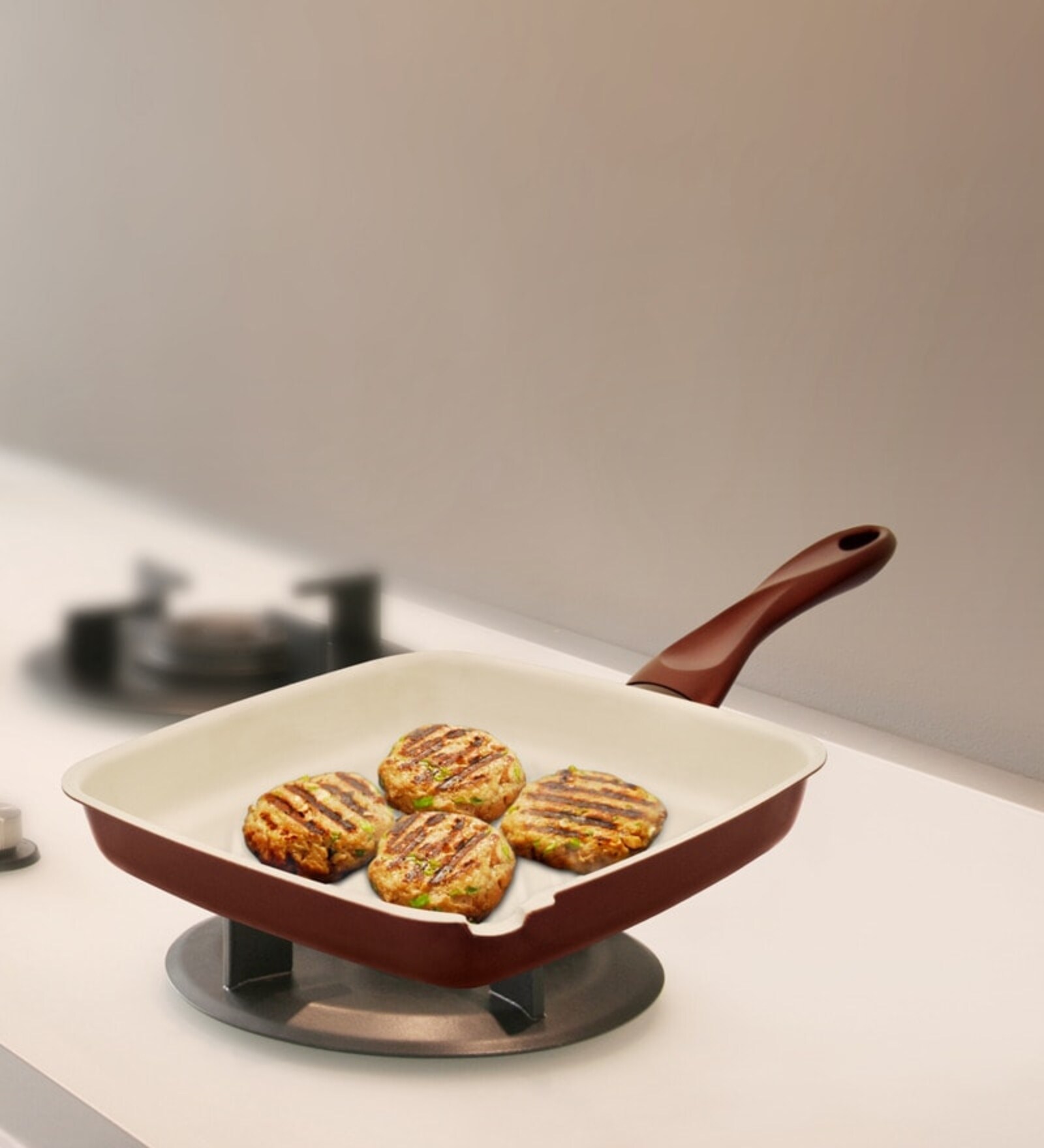 Buy 25cm Ceramic Coated Aluminium NonStick Grill Pan By Mondo Online