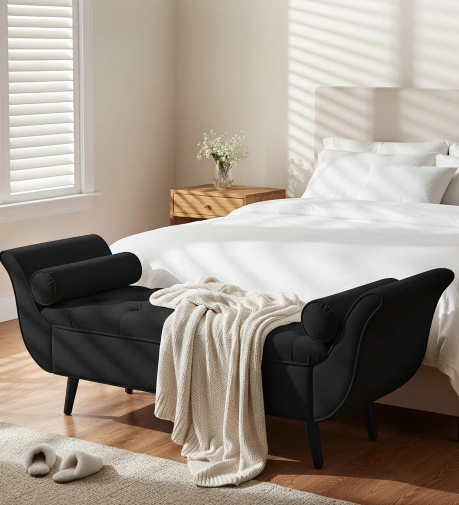 Montclair Fabric Luxury Storage Ottoman Ottoman in Black Colour