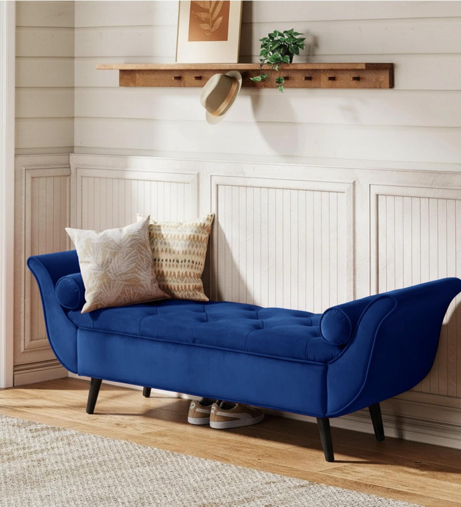 Montclair Fabric Luxury Storage Ottoman Ottoman in Blue Colour