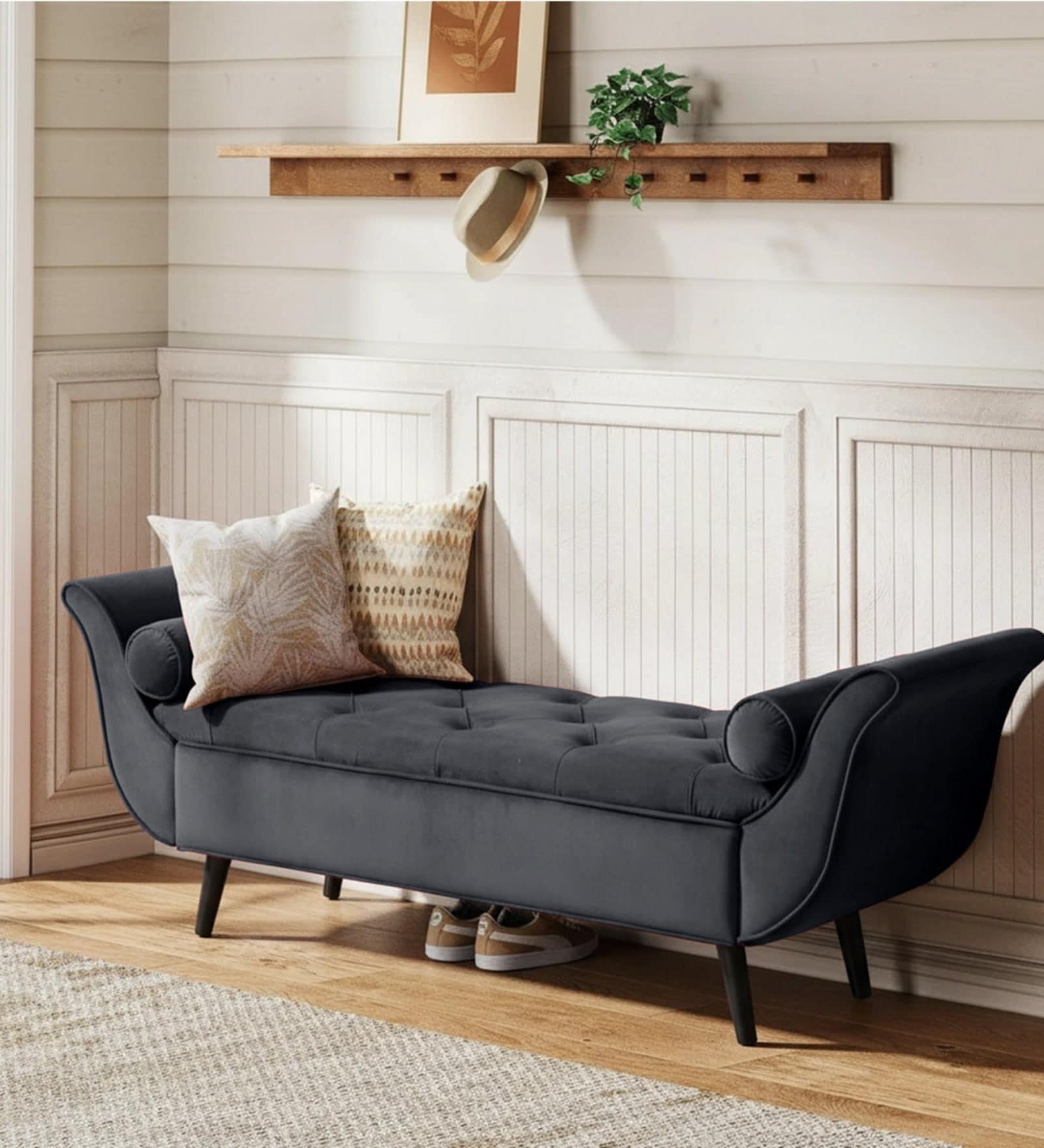 Montclair Fabric Luxury Storage Ottoman Ottoman in Dark Grey Colour