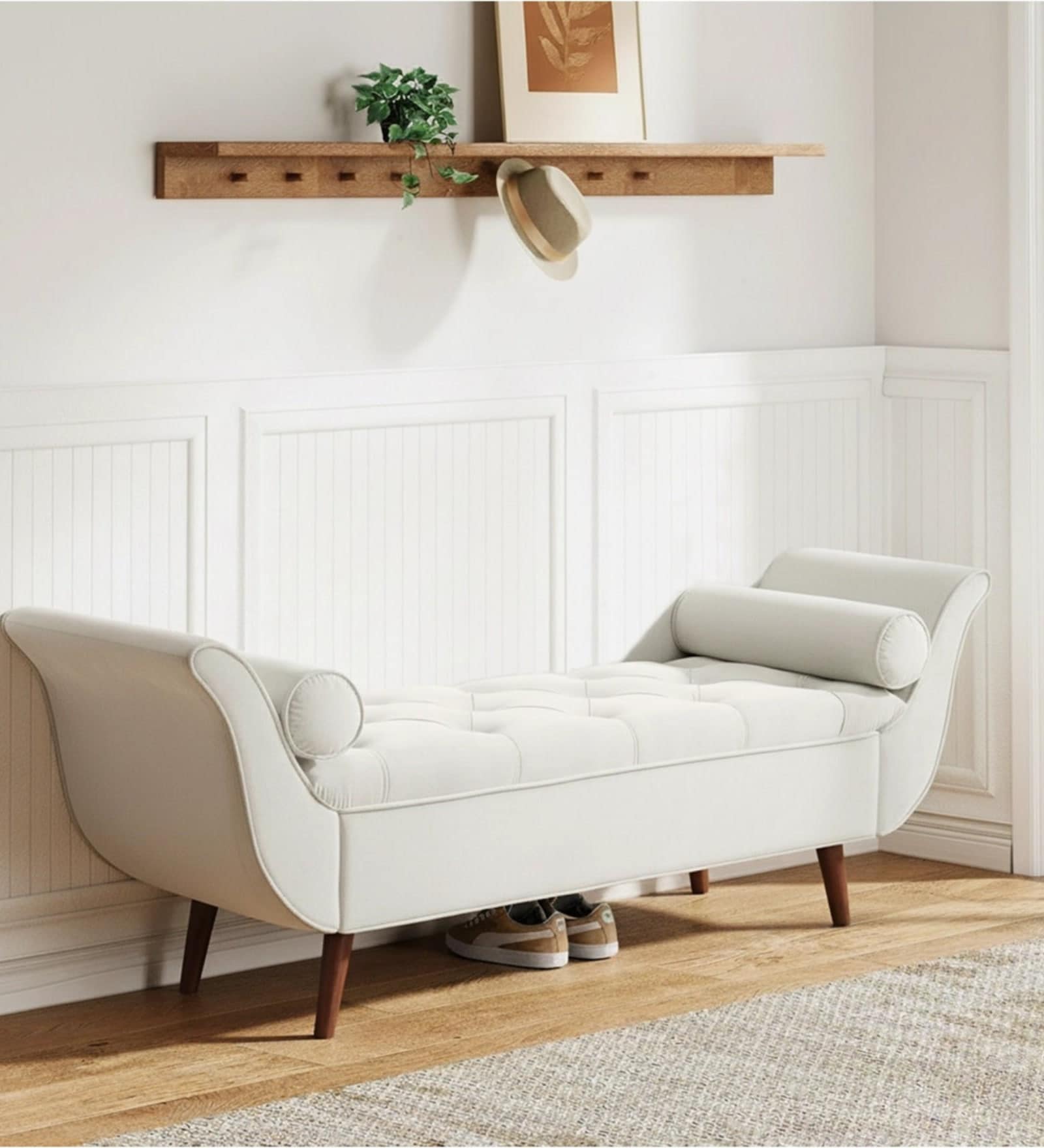 Montclair Fabric Luxury Storage Ottoman Ottoman in Ivory Colour